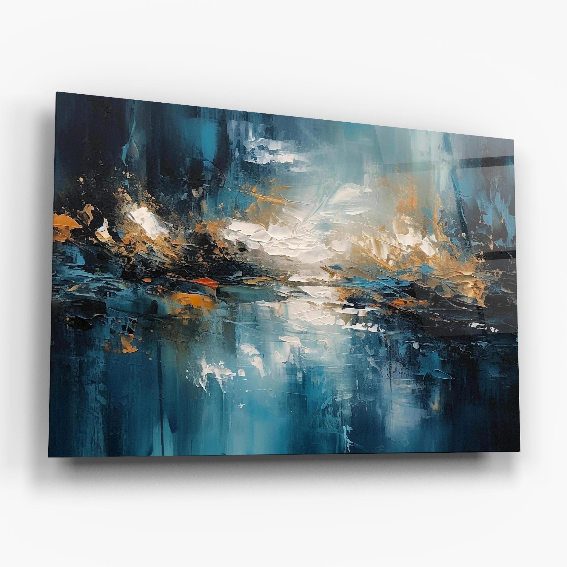 Glasbild Abstract Blue Art mockup 6