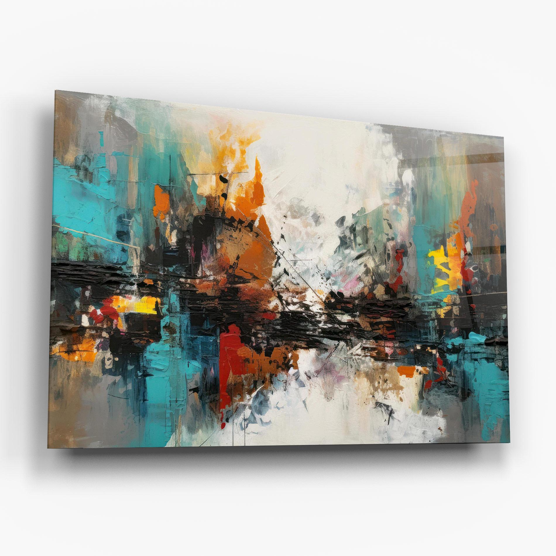 Glasbild Abstract City Painting mockup 6