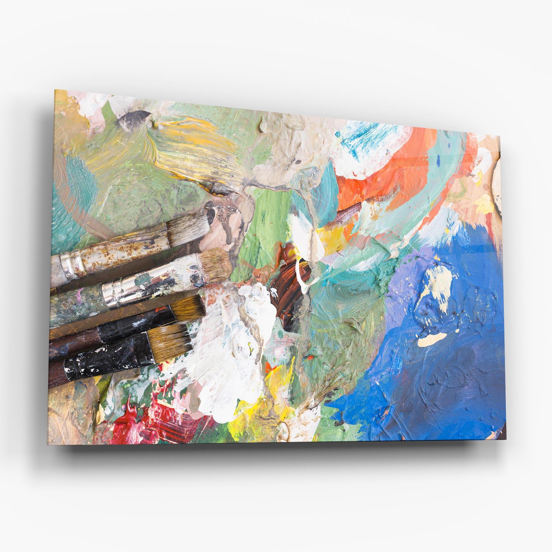 Glasbild Messy Paint Brushes mockup 6