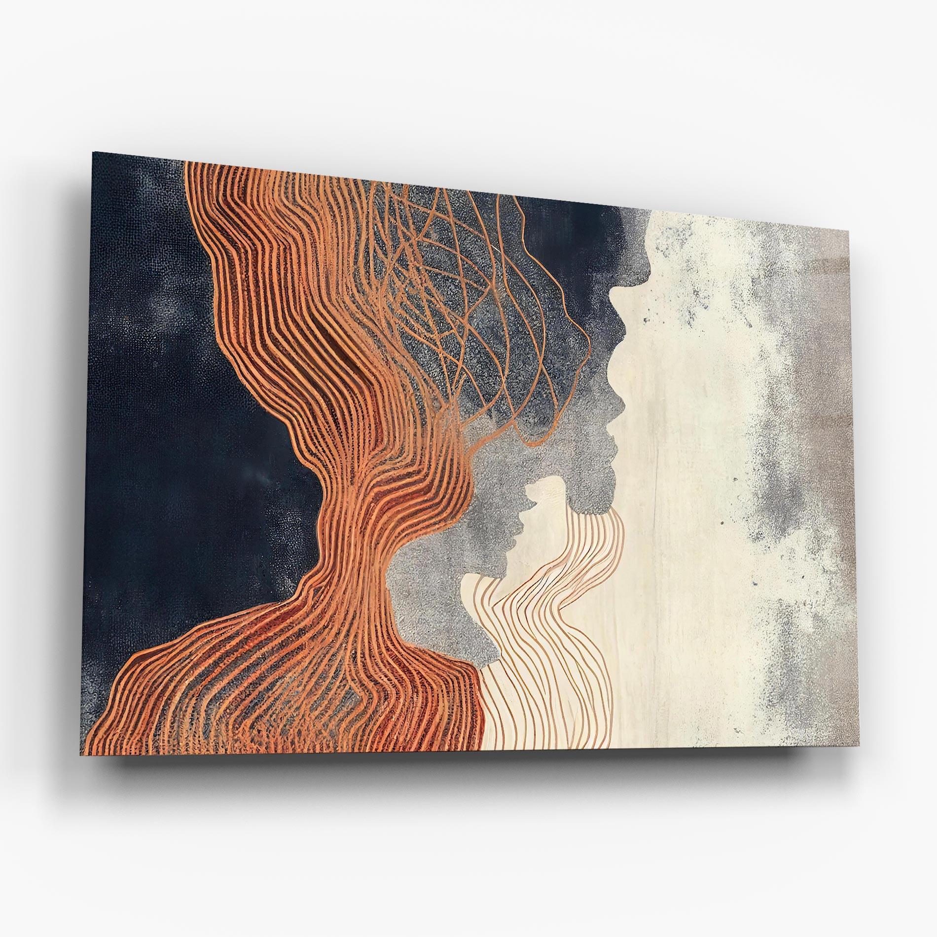 Glasbild Orange Lines On Blue mockup 6