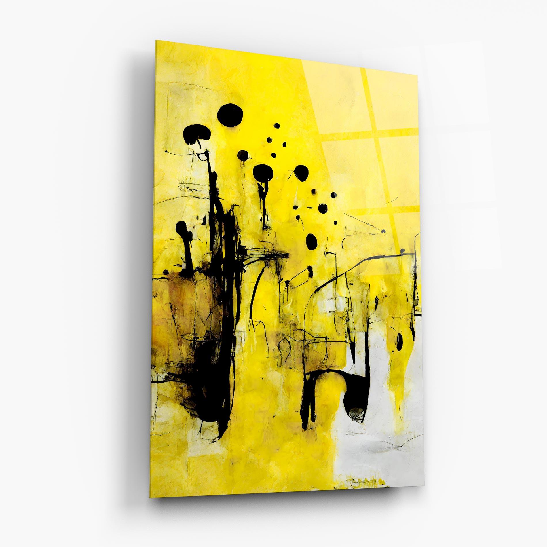 Glasbild Abstract Black Yellow mockup 6