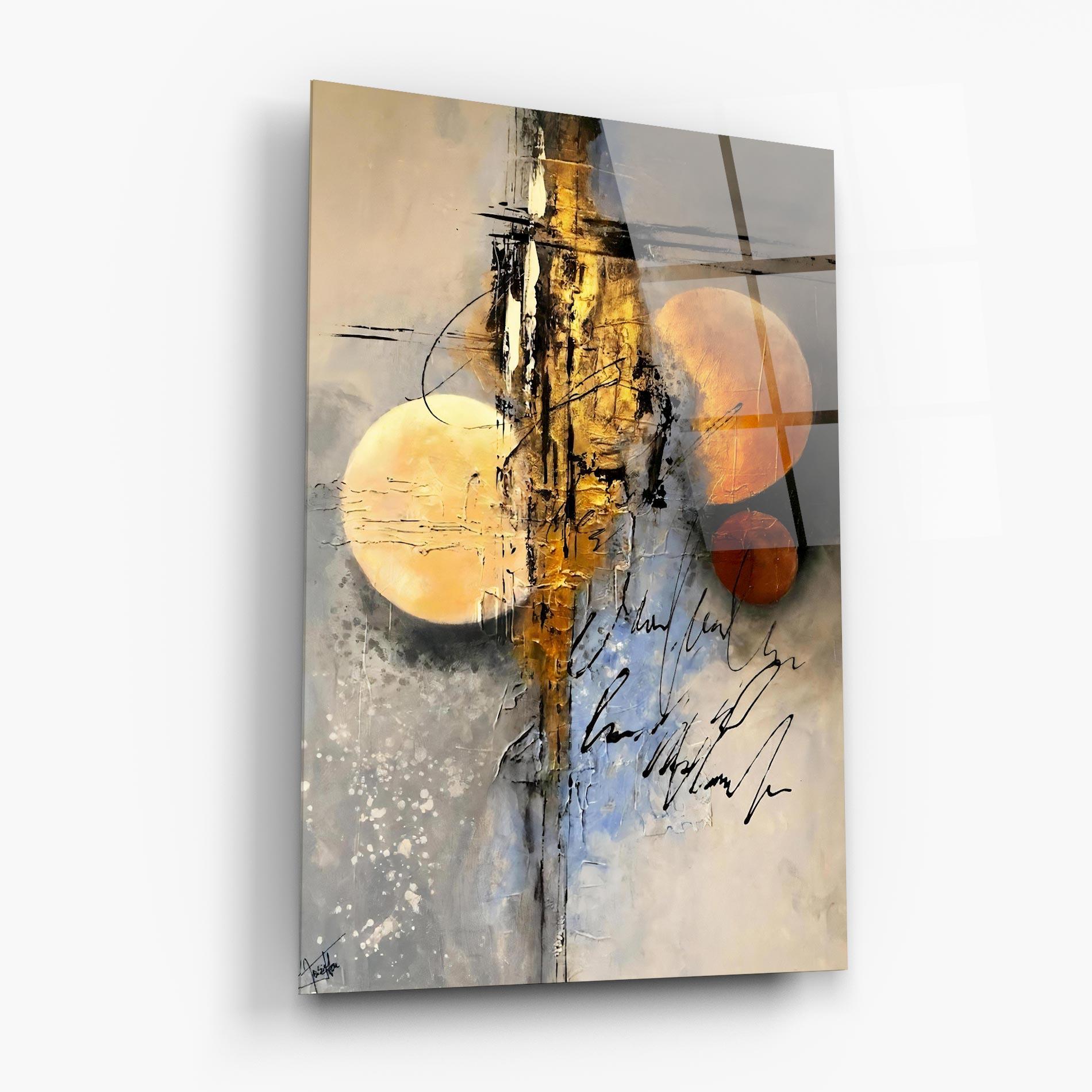 Glasbild Abstract Moons mockup 6