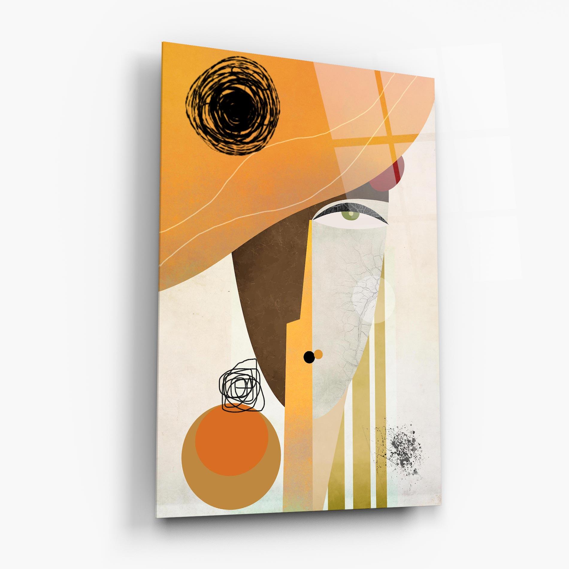 Glasbild Abstract Orange Face mockup 6