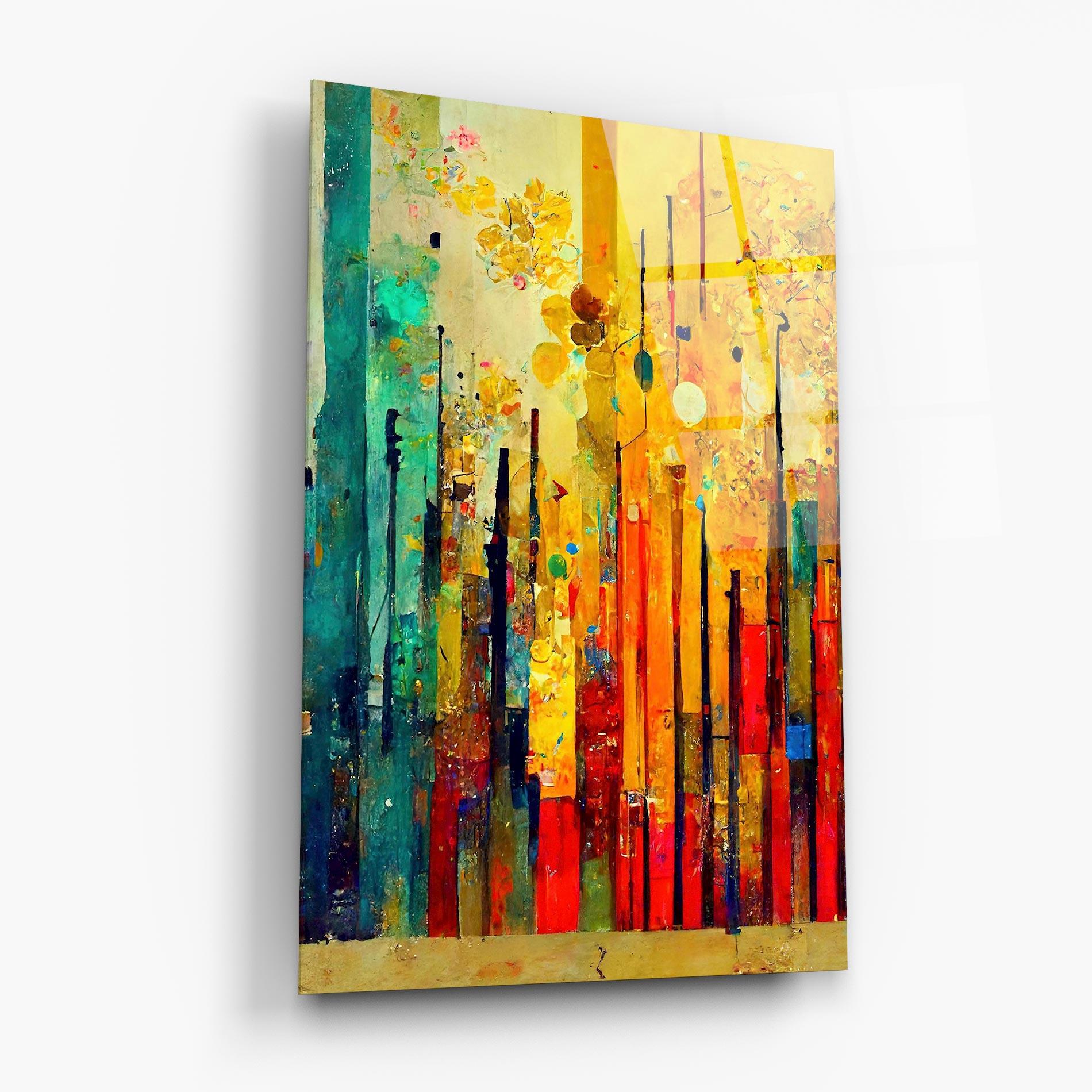 Glasbild Black Lines On Yellow Light mockup 6