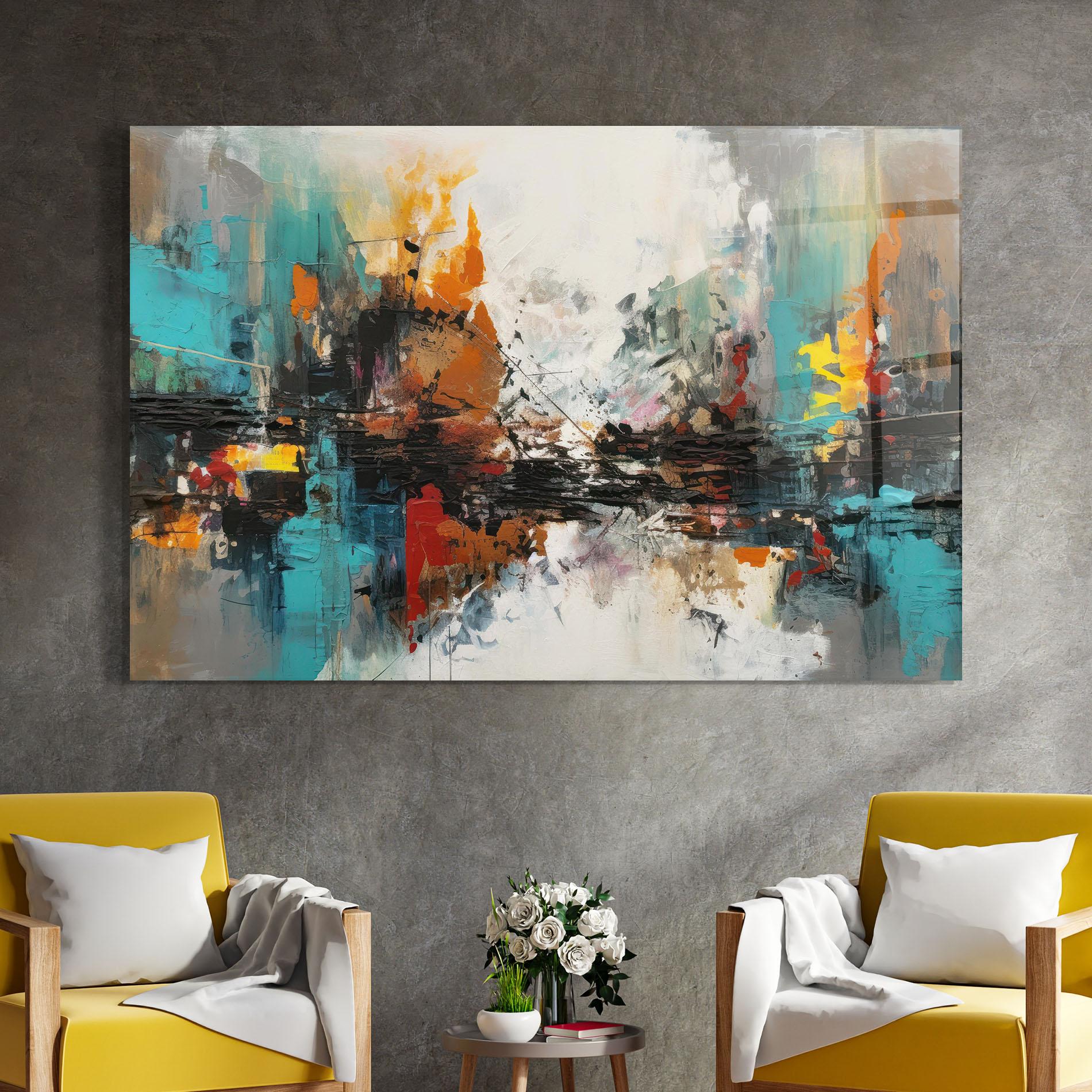 Glasbild Abstract City Painting mockup 4