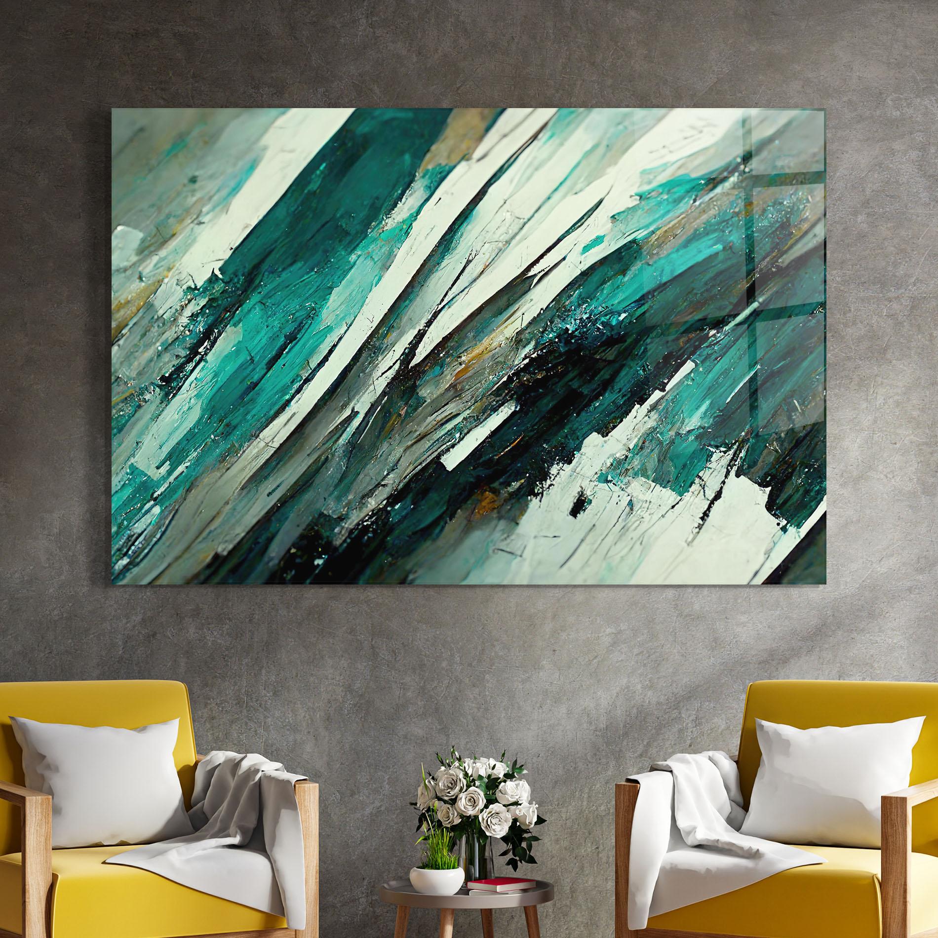 Glasbild Abstract Green Artwork mockup 4