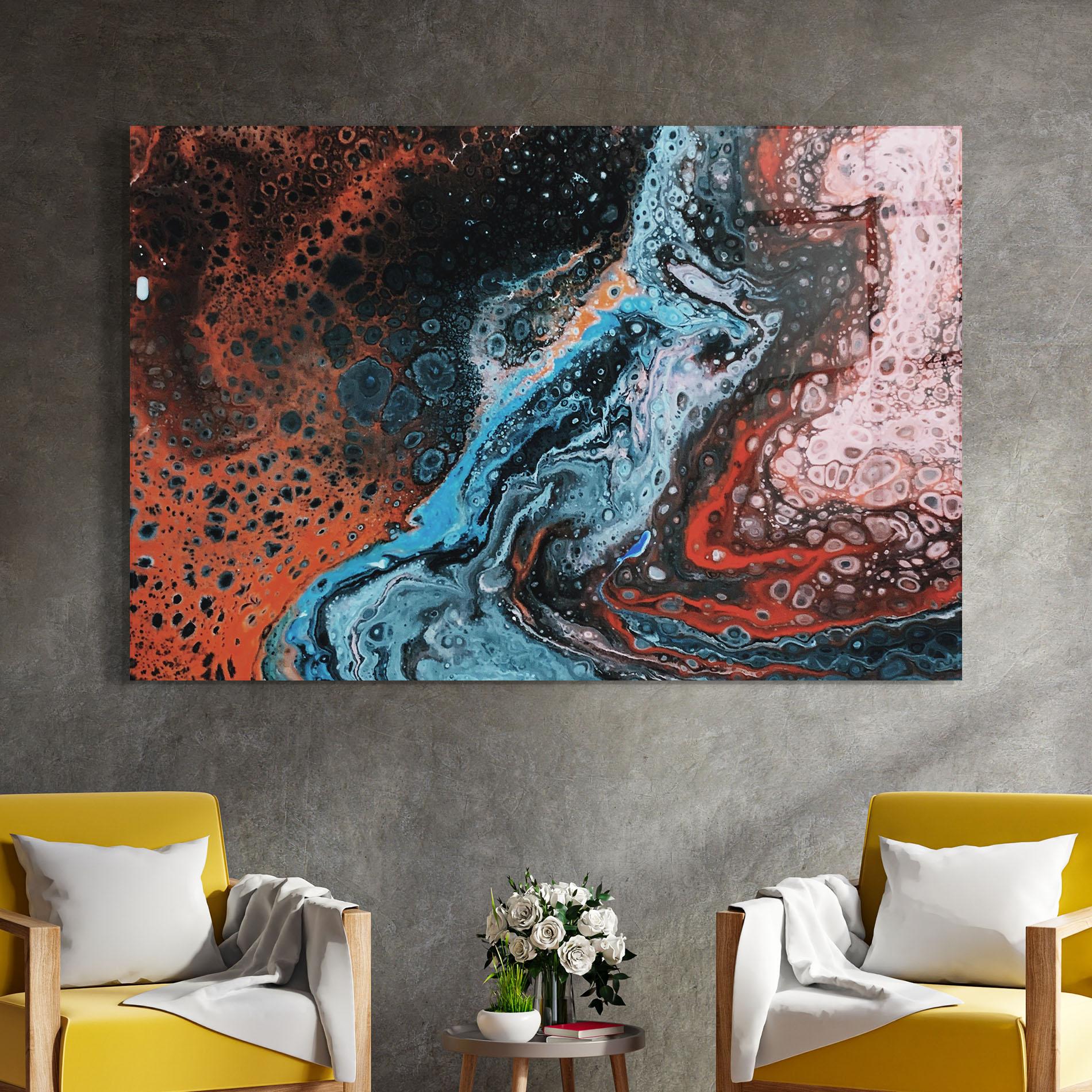 Glasbild Abstract Turqoise Colors mockup 4