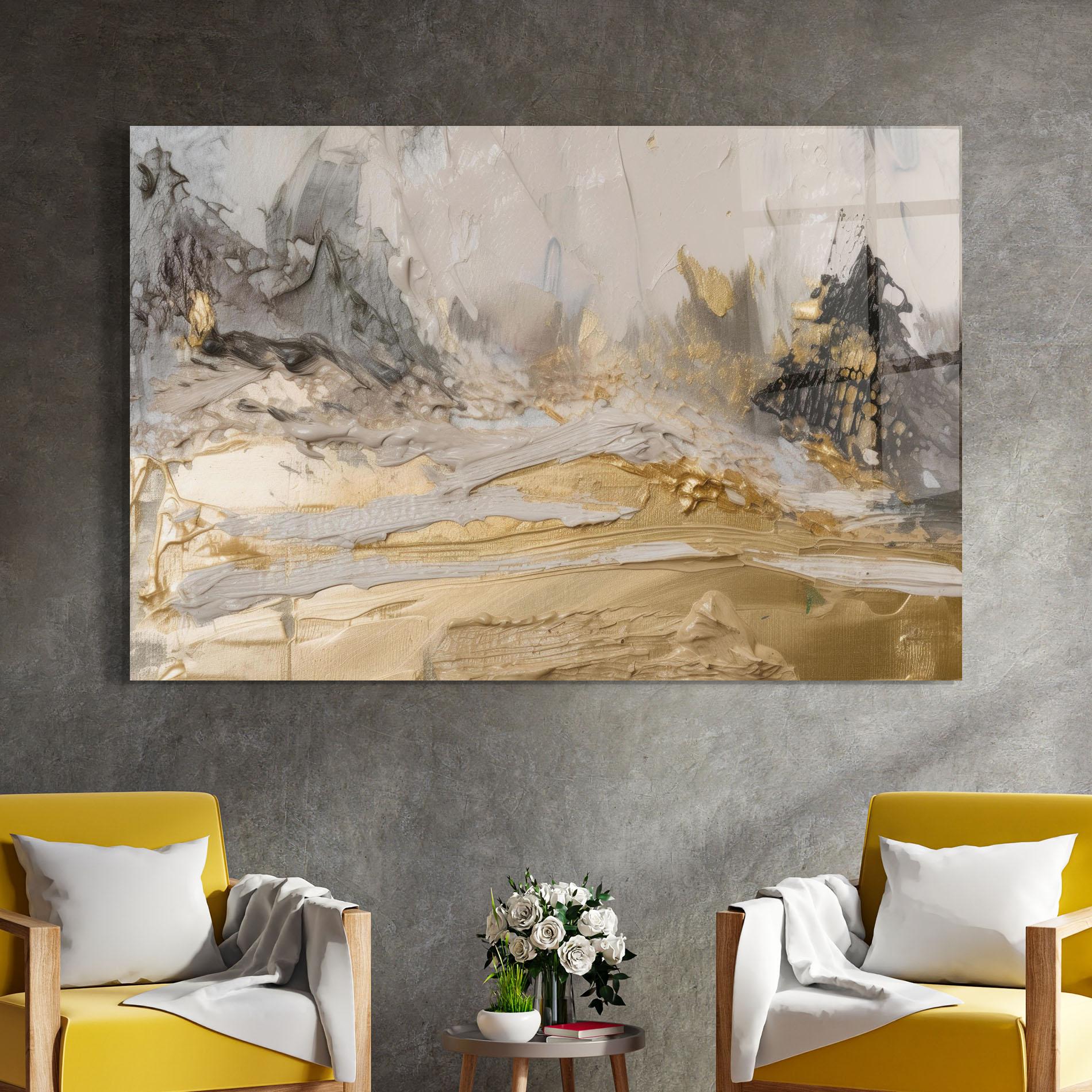 Glasbild Abstract White Waves mockup 4