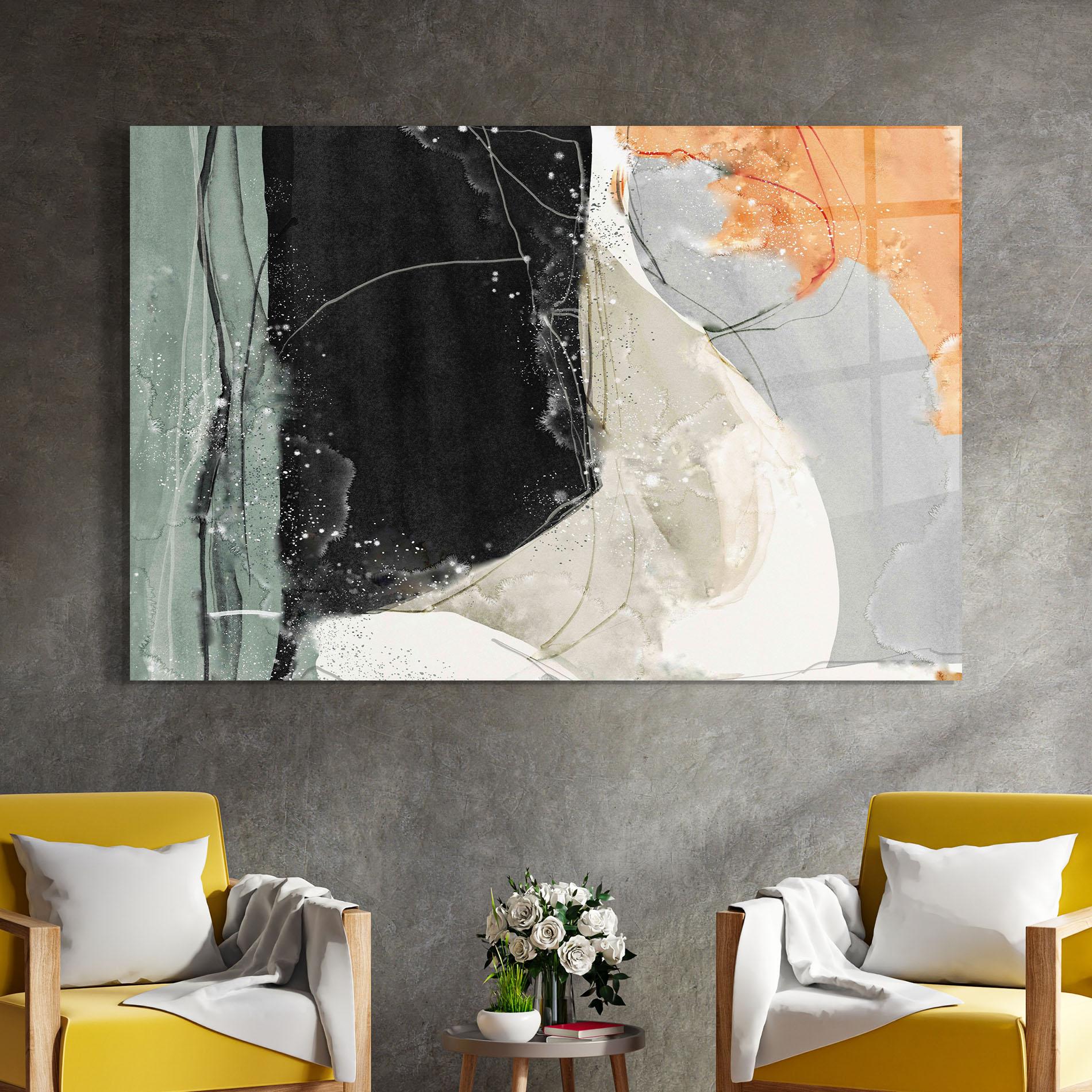 Glasbild Beautiful White Drops mockup 4