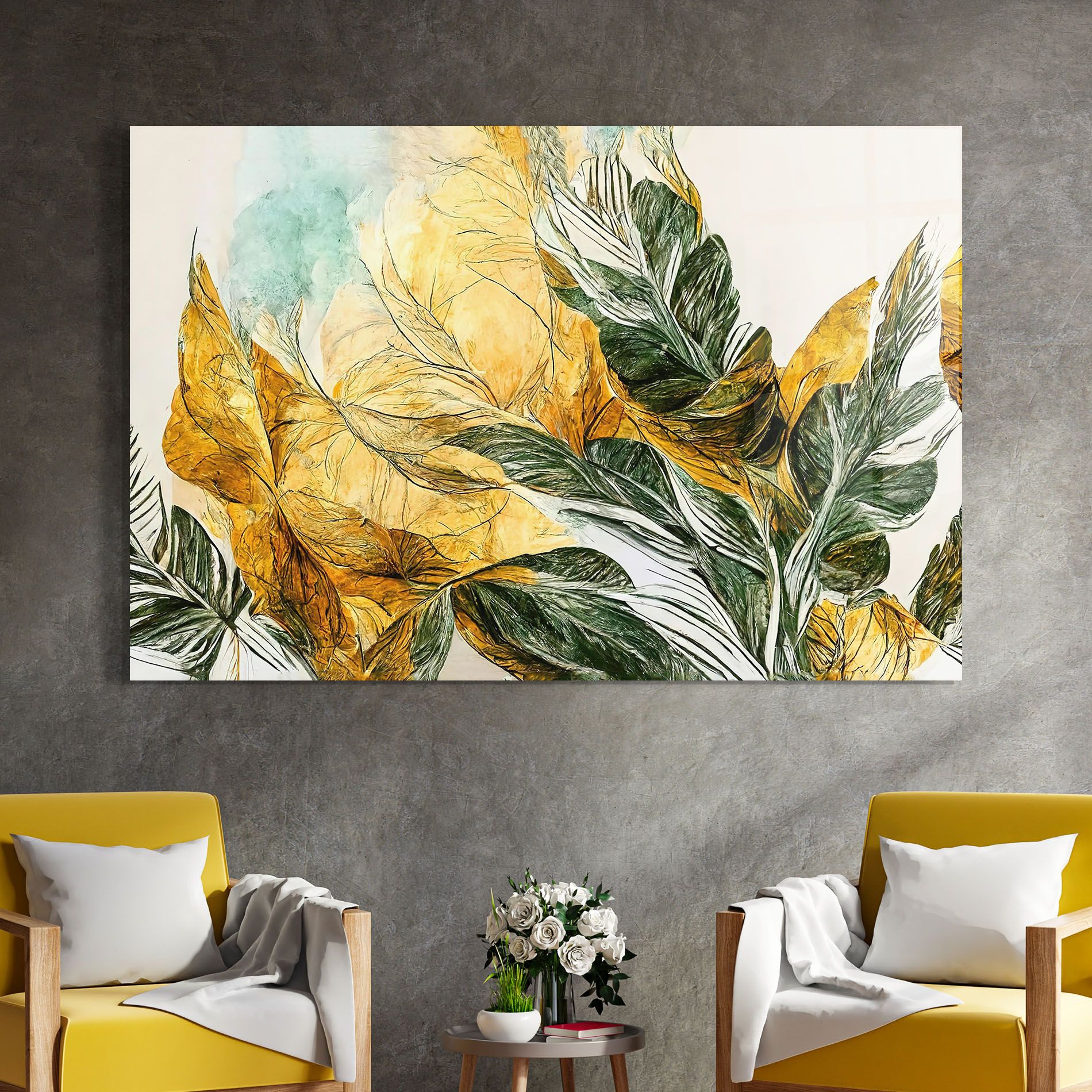 Gold And Green Leafes mockup 4