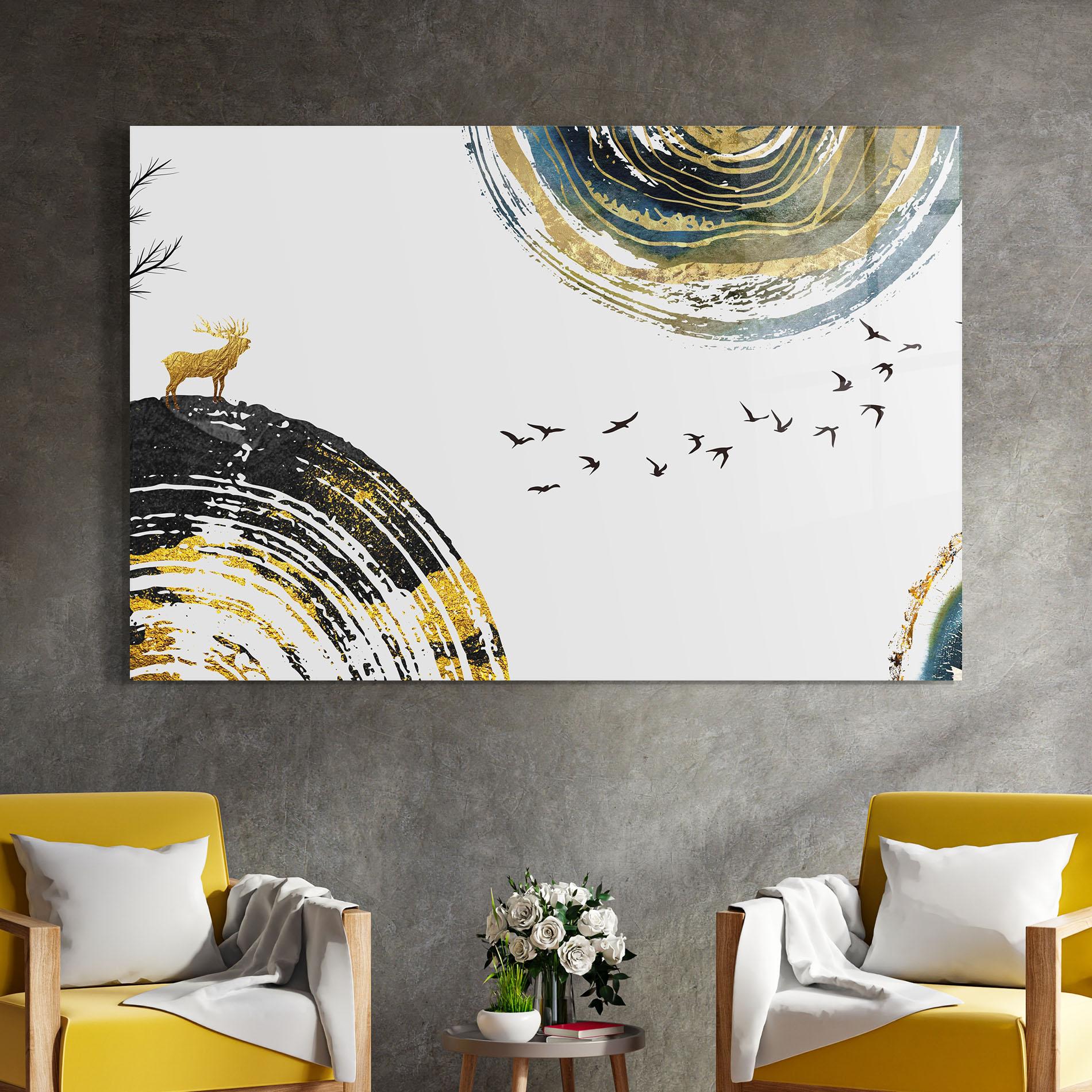 Glasbild Golden Deer mockup 4