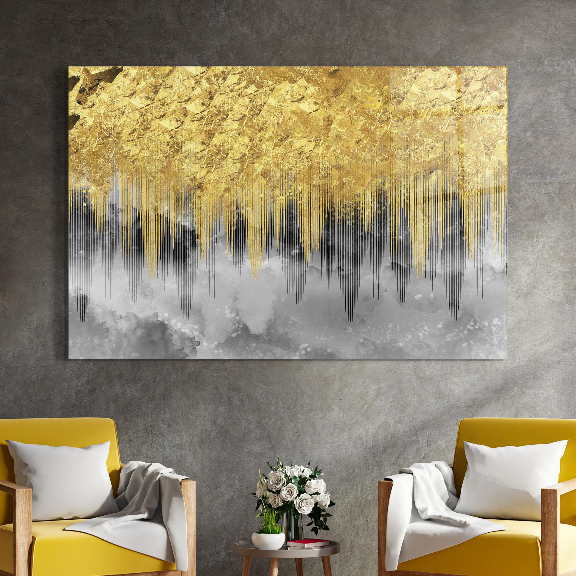 Glasbild Golden Grey mockup 4