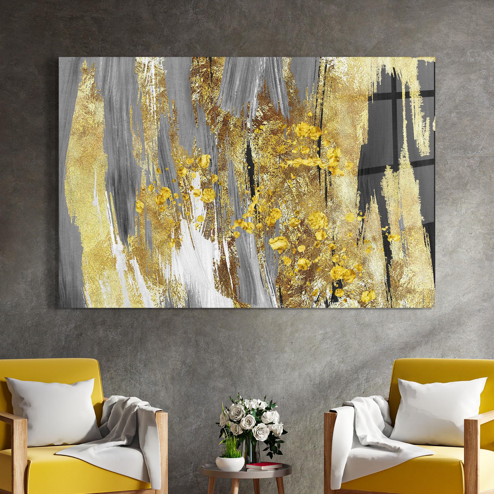 Glasbild Golden Grfey Lines mockup 4