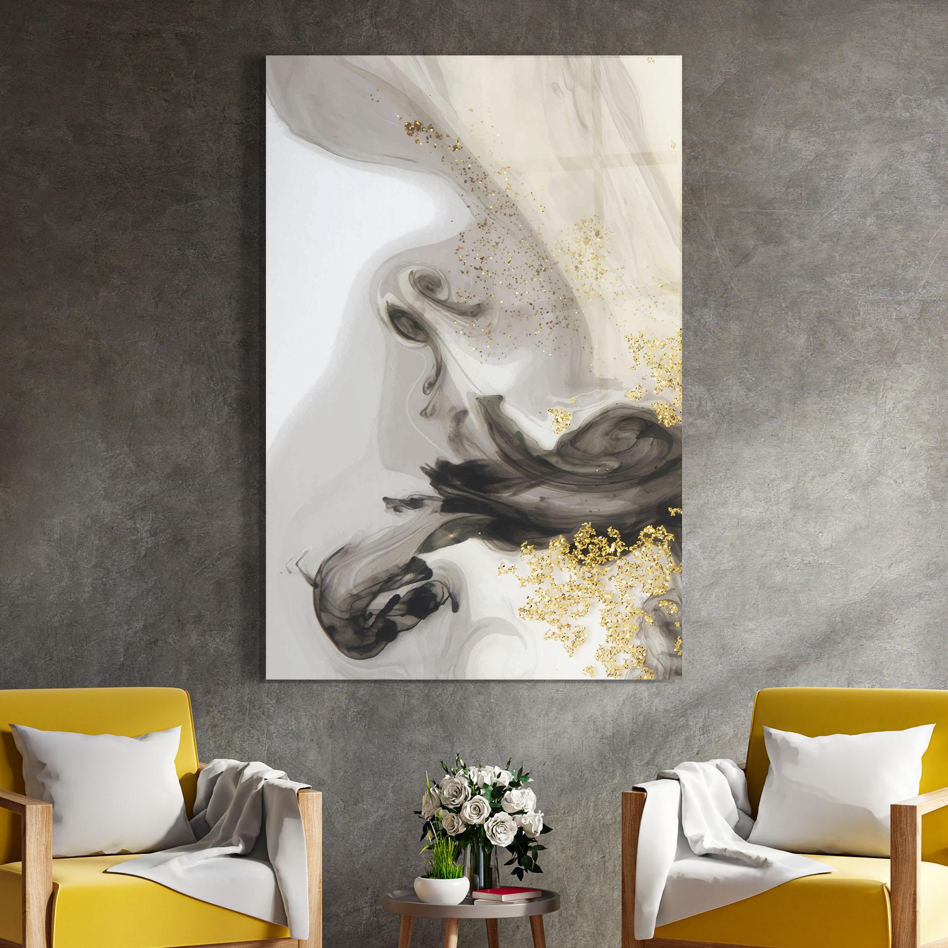 Glasbild Gold Glitter Watercolor mockup 4