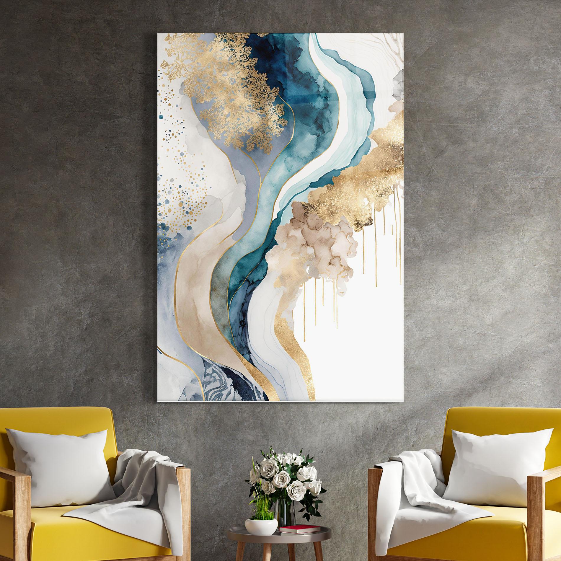 Glasbild Light Blue Waves mockup 4