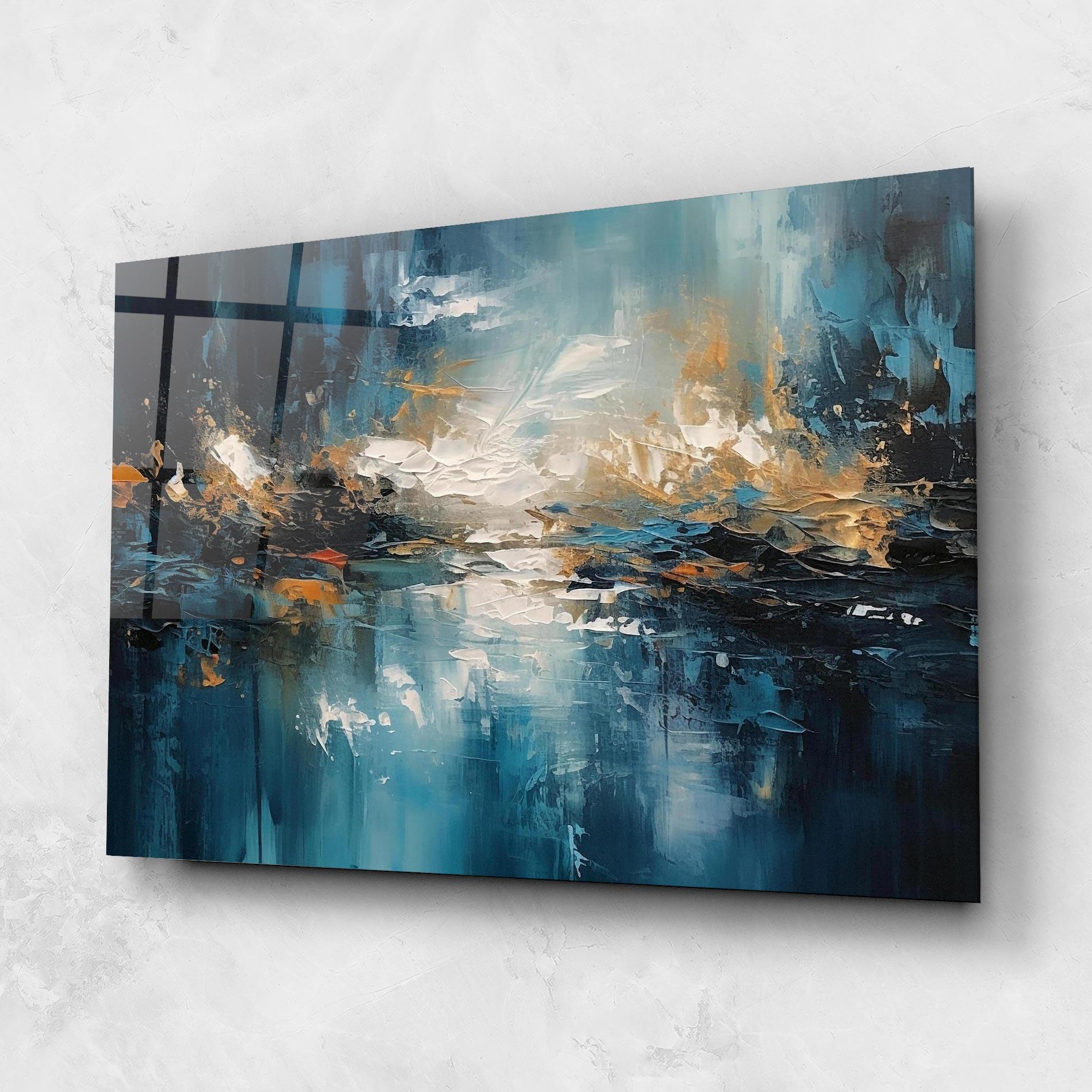 Glasbild Abstract Blue Art mockup 1