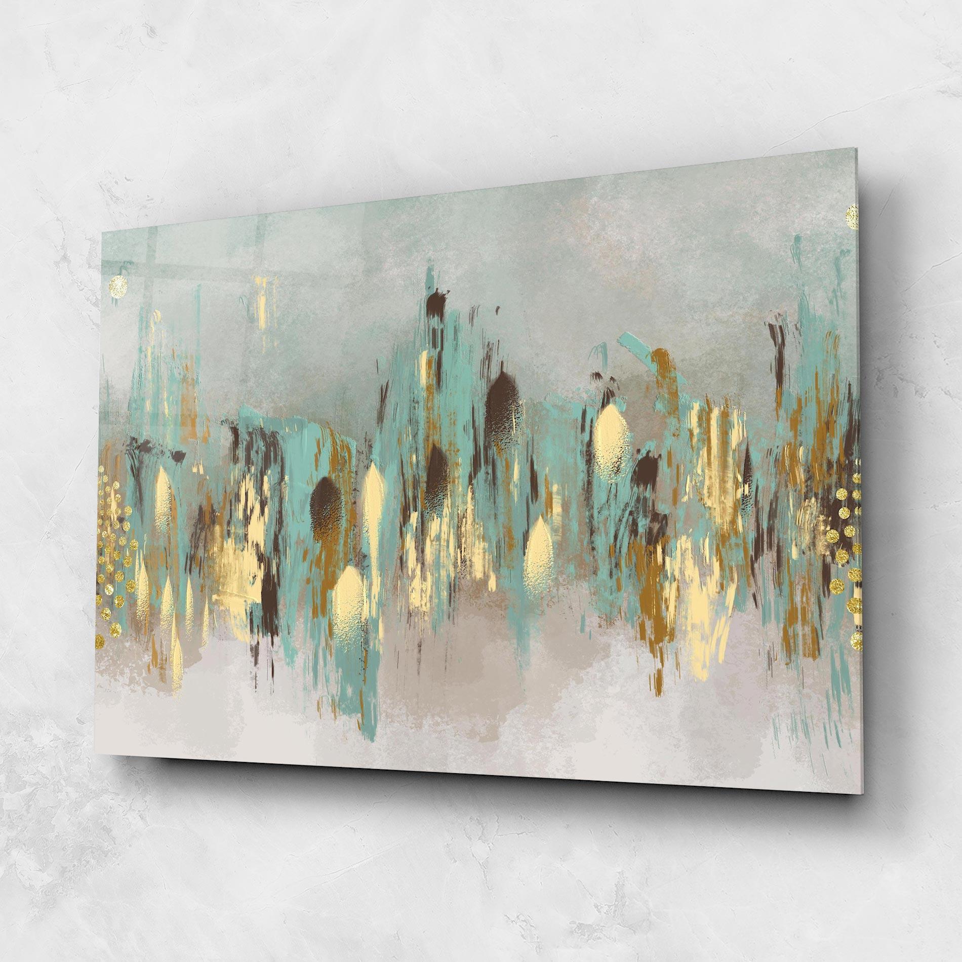 Glasbild Gold Spiral Points mockup 1