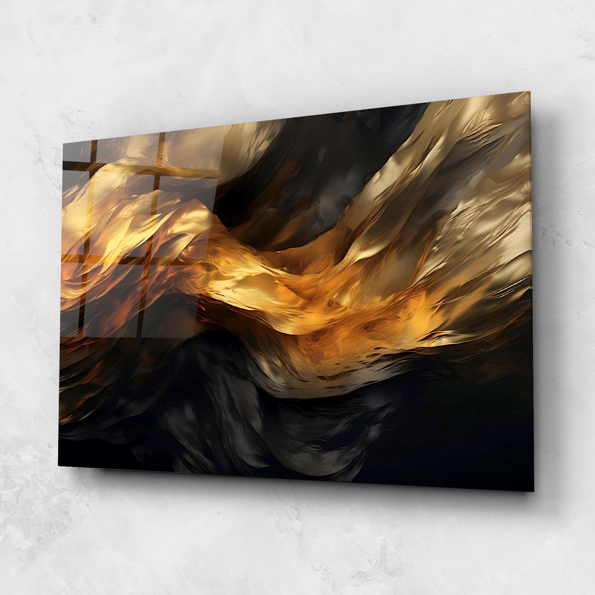 Glasbild Golden Waves With Black mockup 1