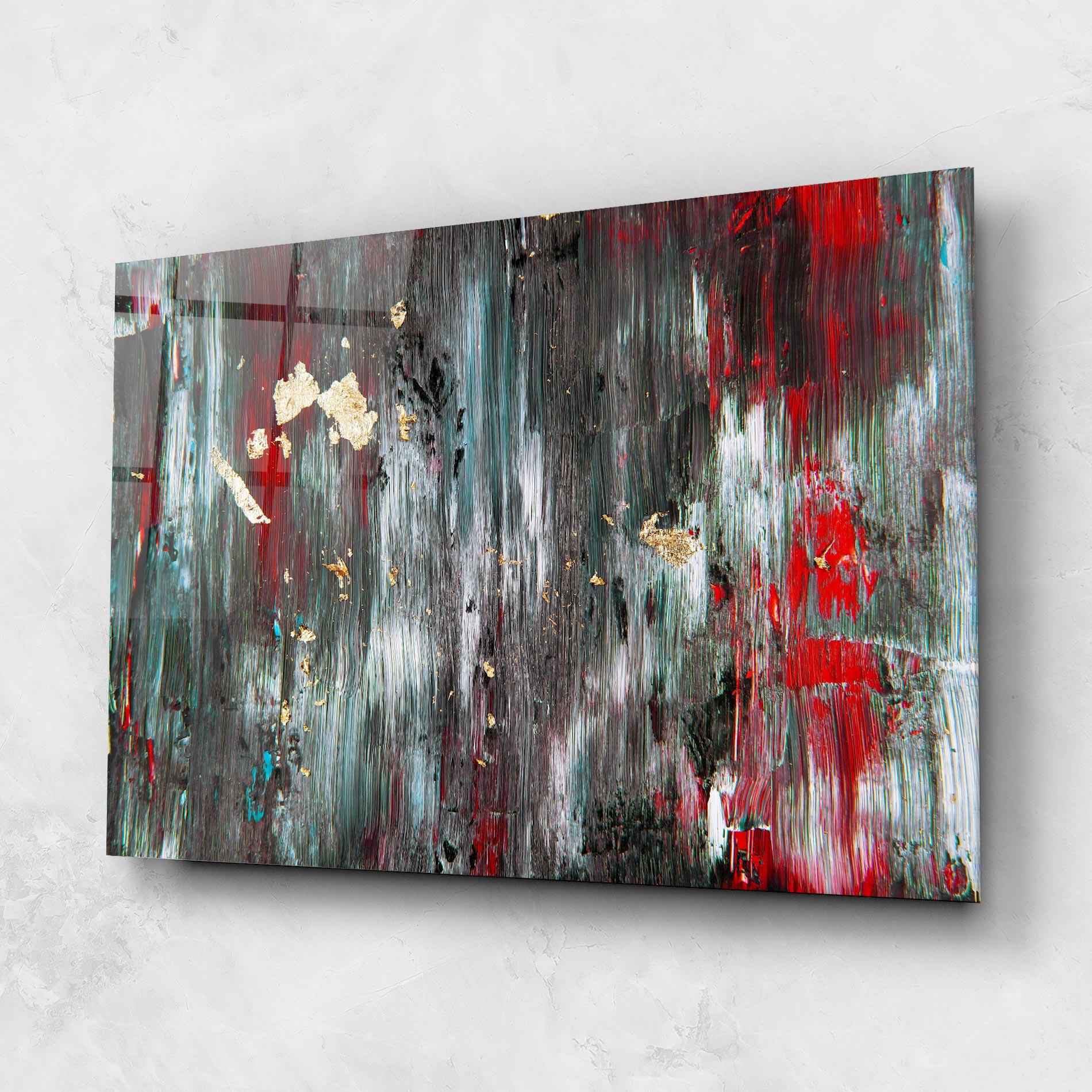 Glasbild Grey With Red Painting mockup 1