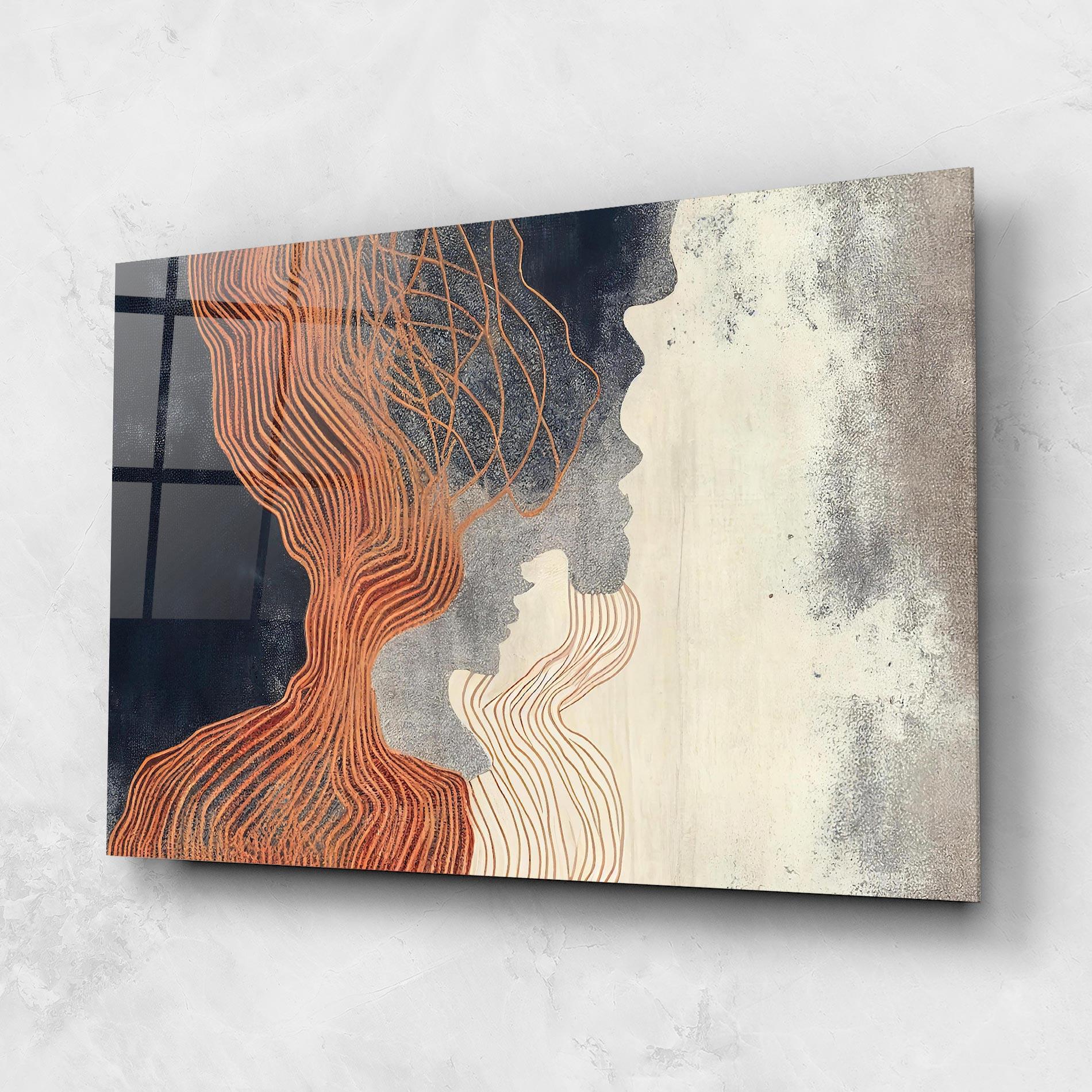 Glasbild Orange Lines On Blue mockup 1