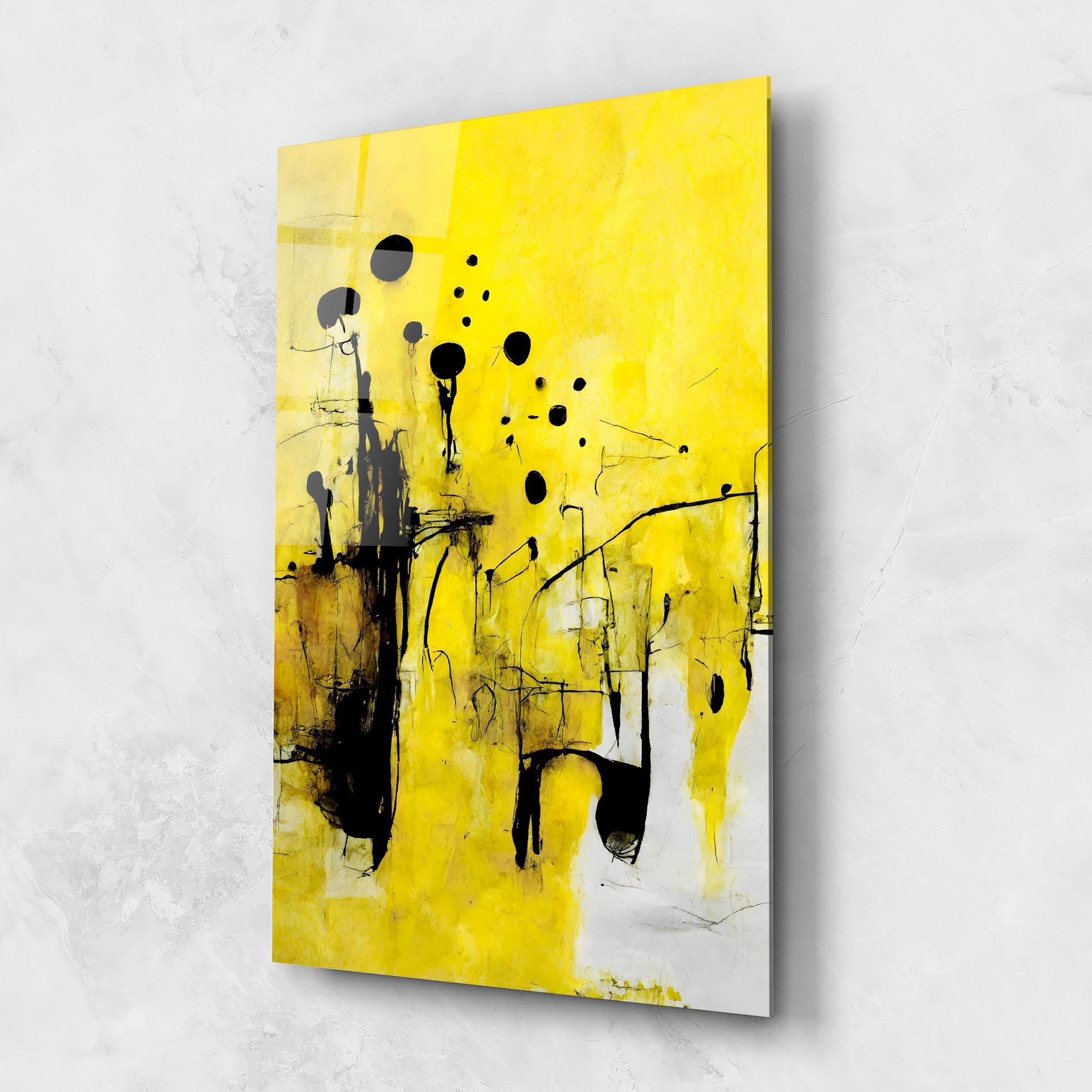 Glasbild Abstract Black Yellow mockup 1