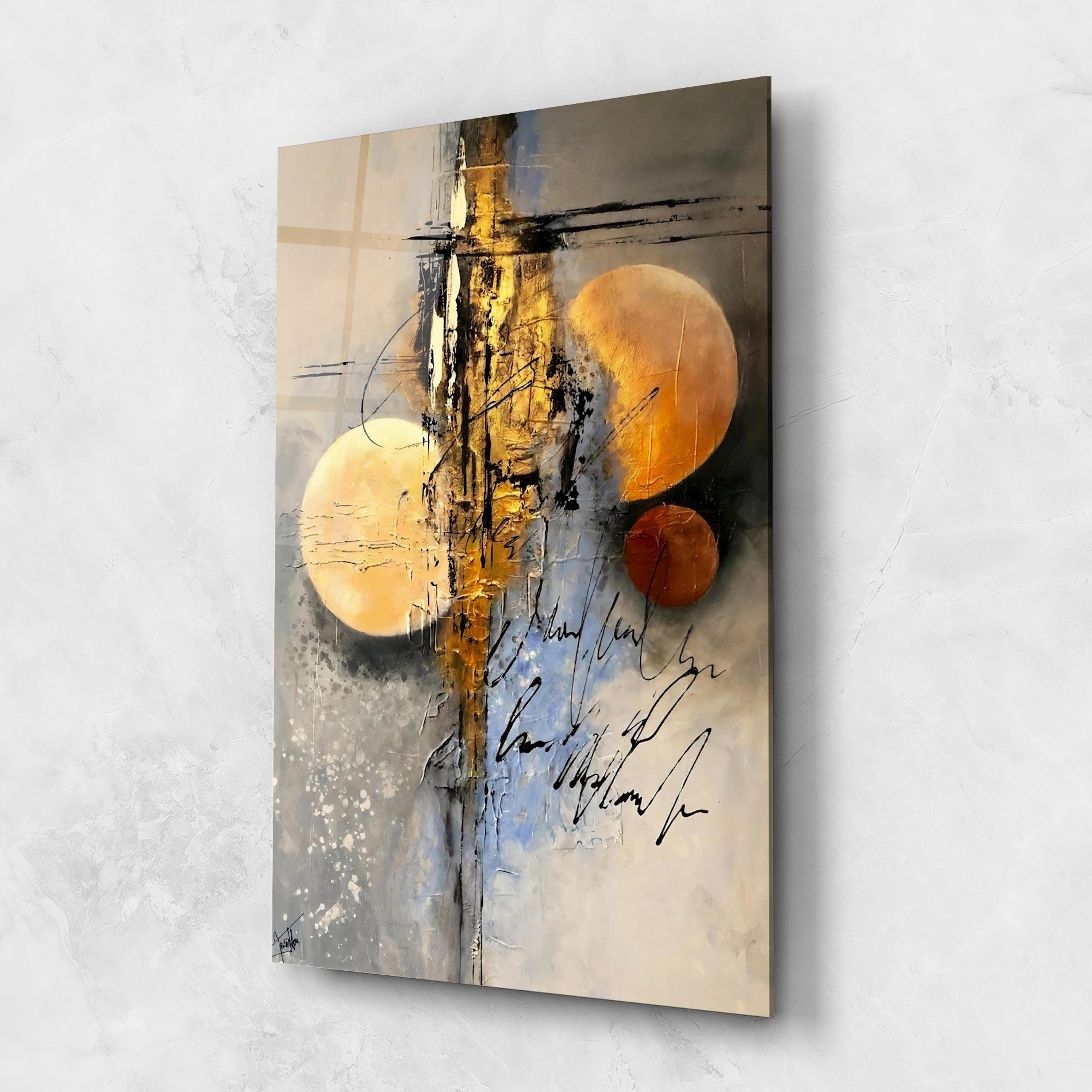 Glasbild Abstract Moons mockup 1