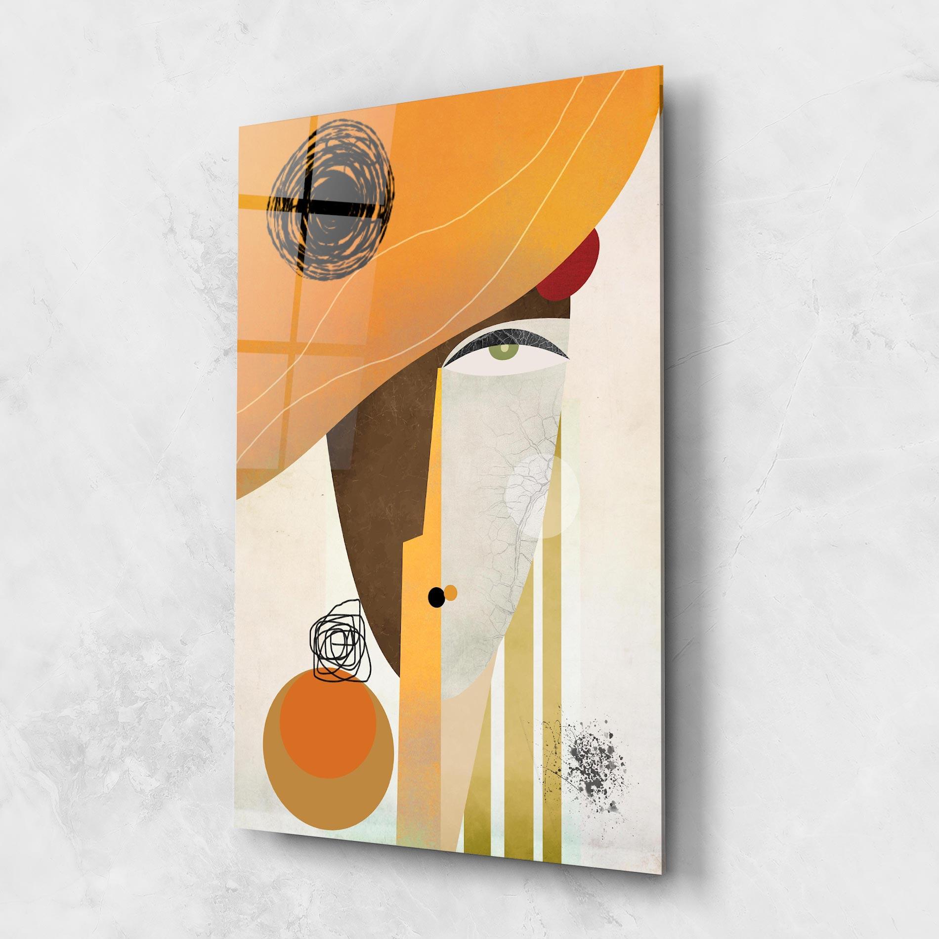 Glasbild Abstract Orange Face mockup 1
