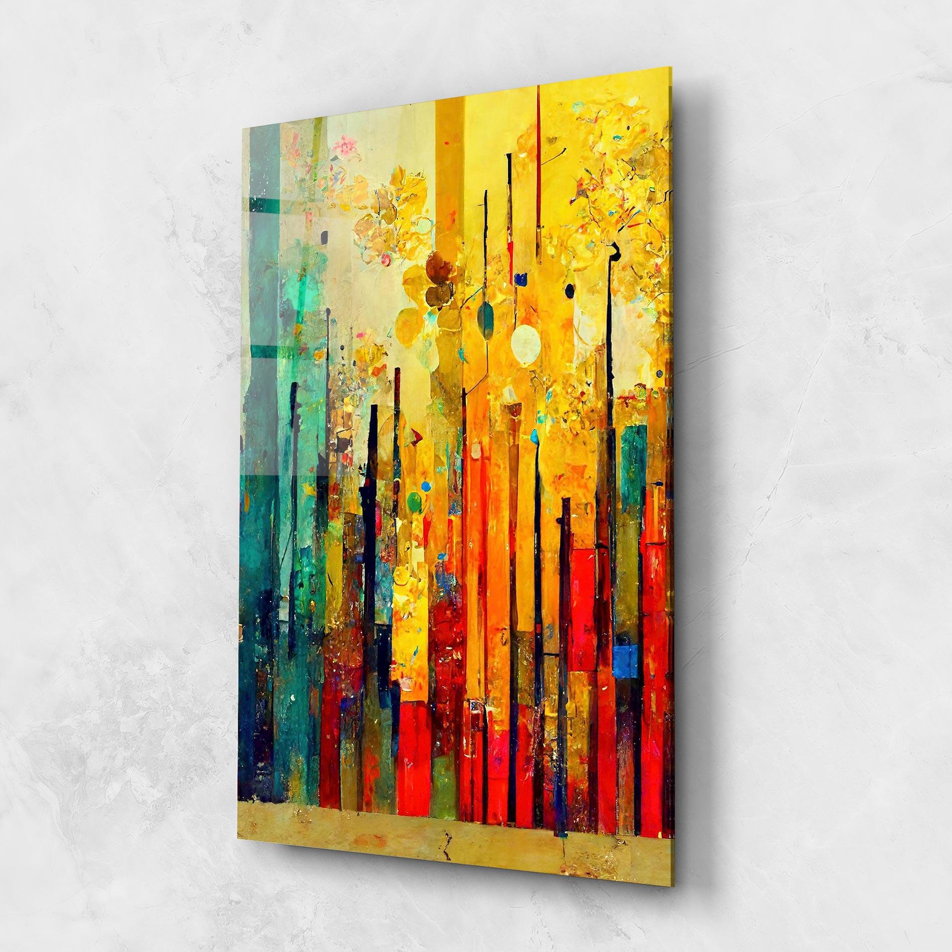 Glasbild Black Lines On Yellow Light mockup 1