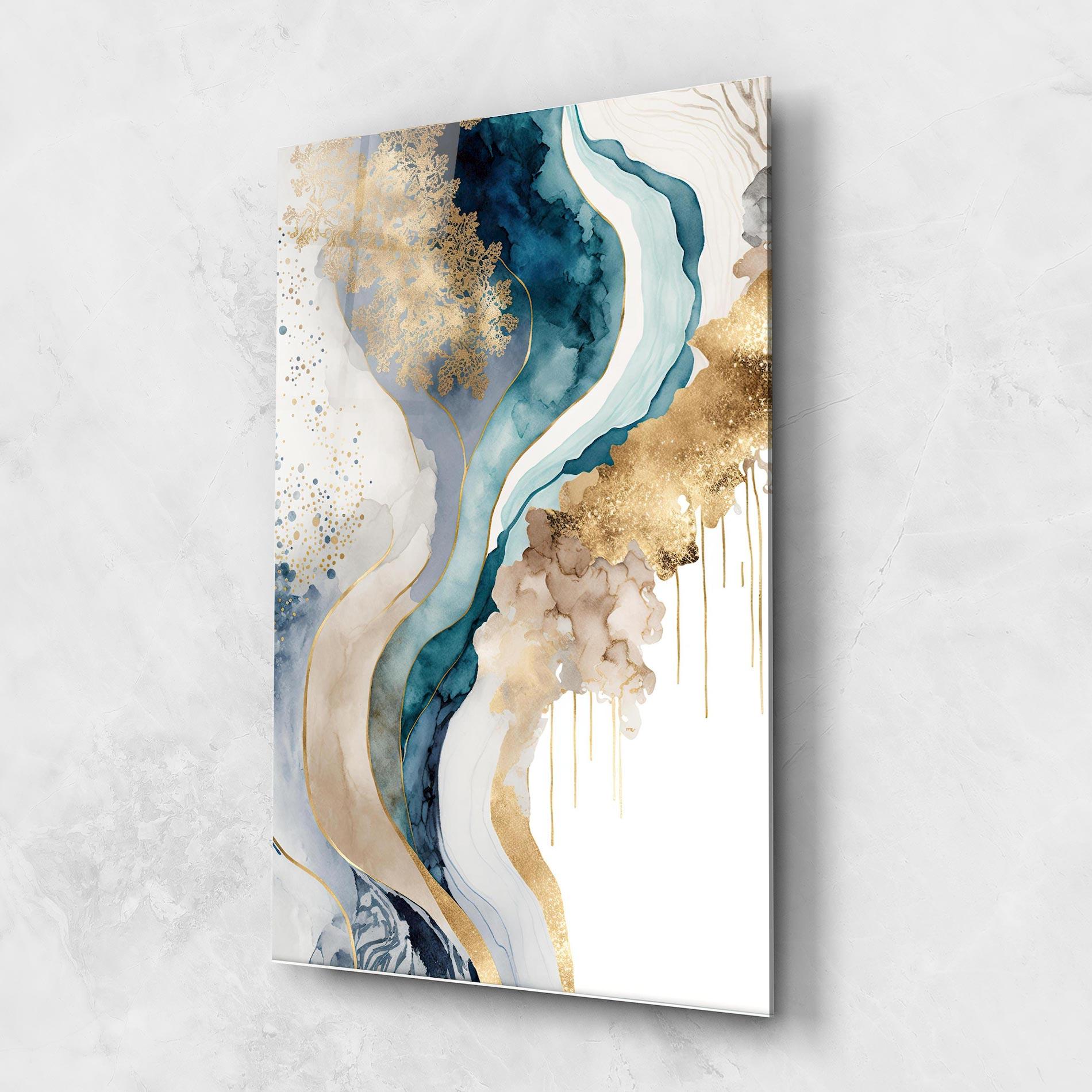 Glasbild Light Blue Waves mockup 1