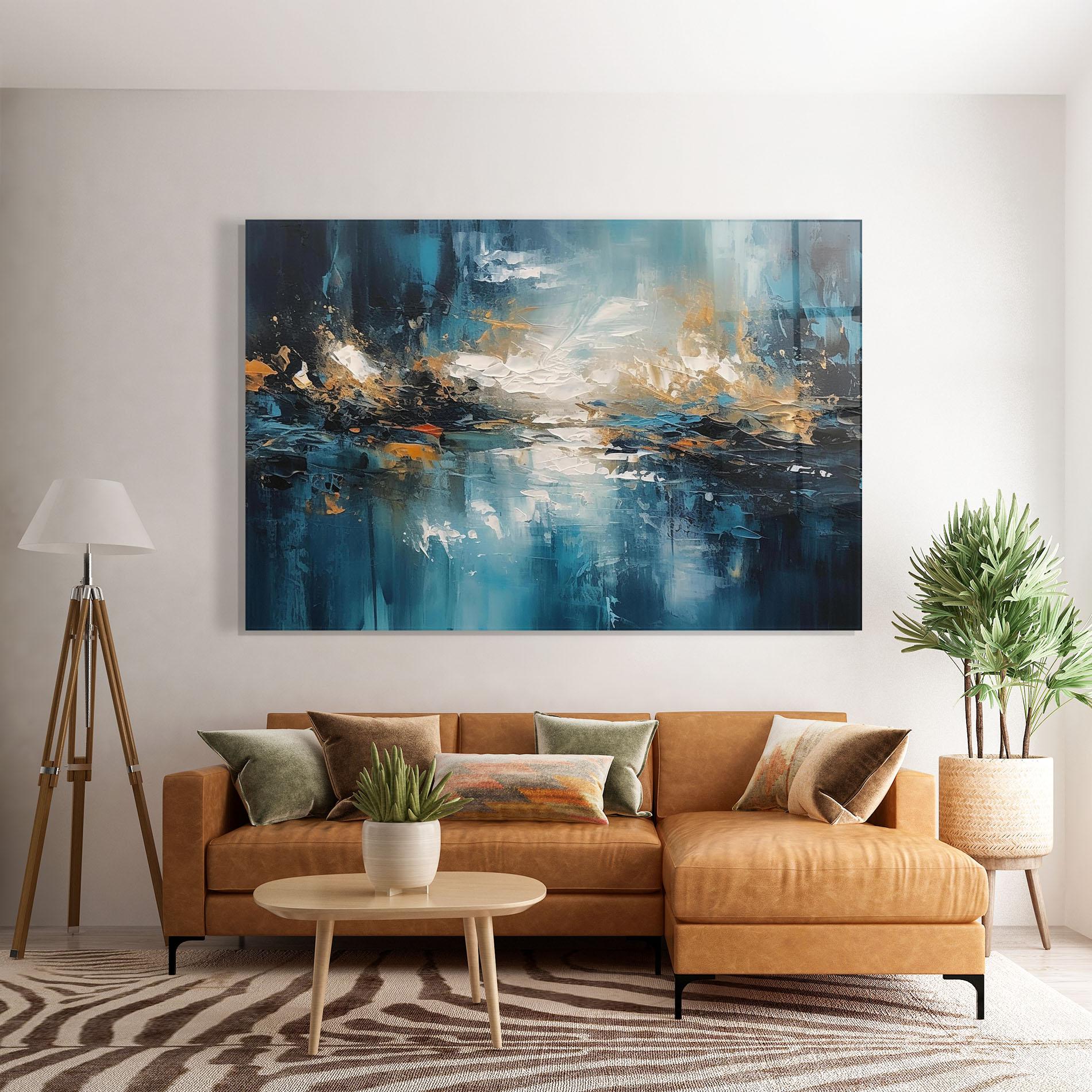 Glasbild Abstract Blue Art mockup 7