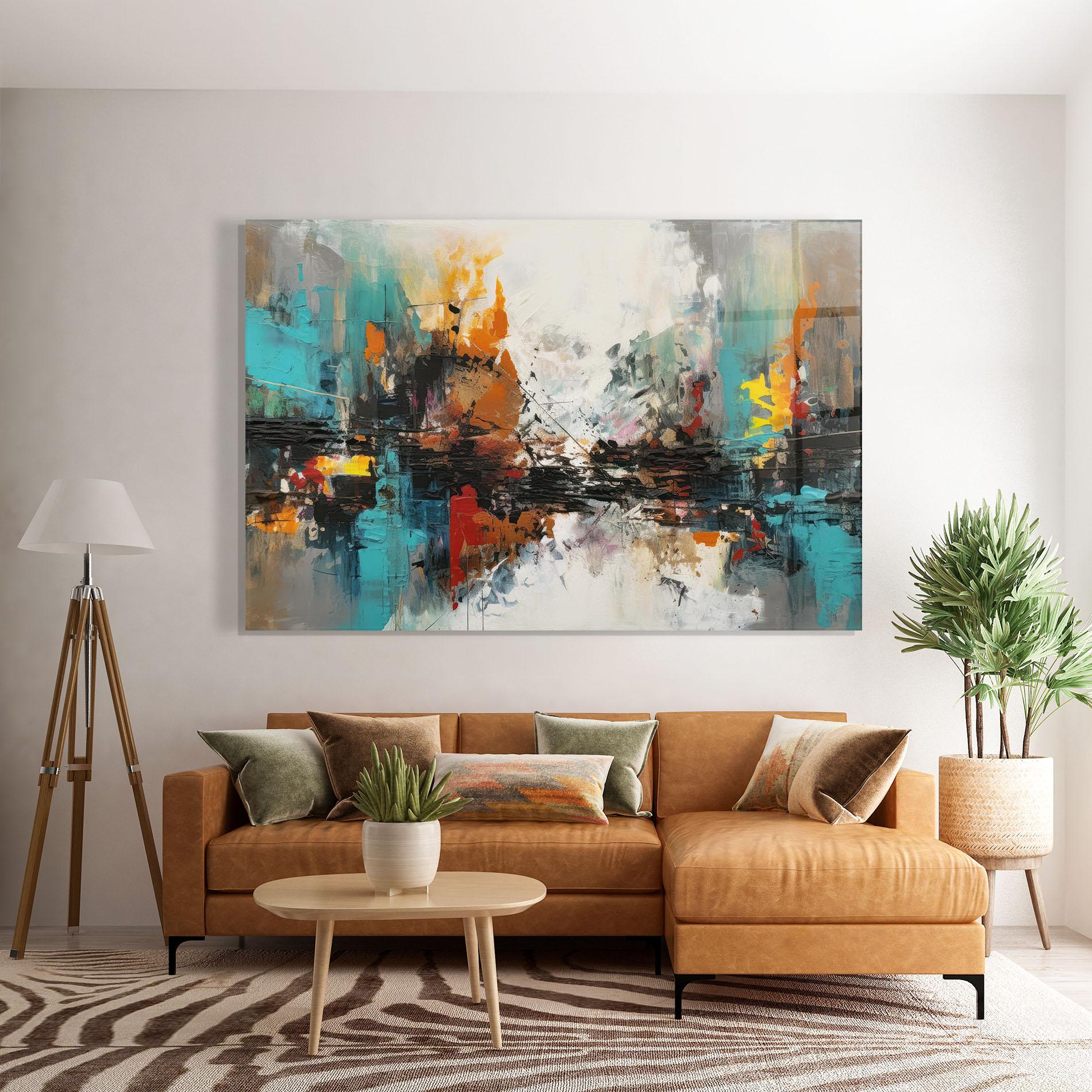 Glasbild Abstract City Painting mockup 7