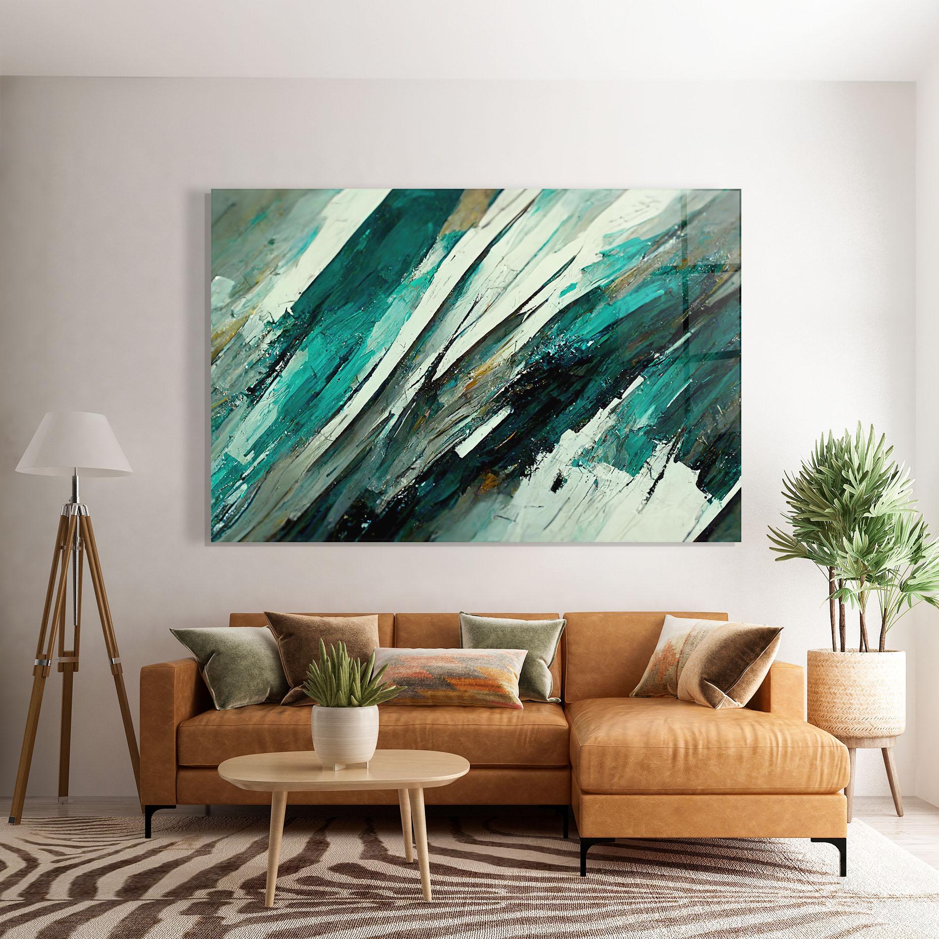 Glasbild Abstract Green Artwork mockup 7