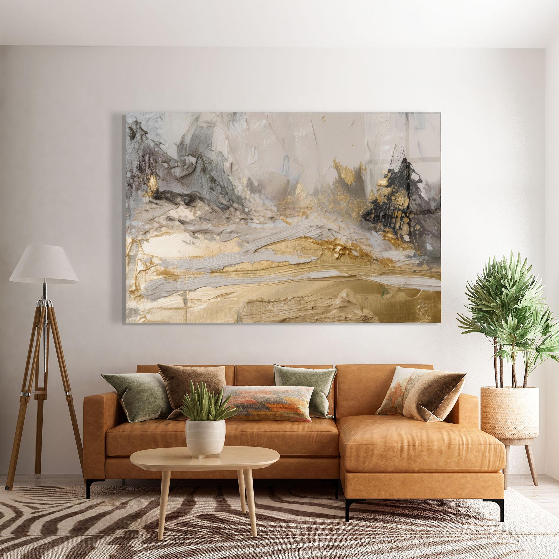 Glasbild Abstract White Waves mockup 7