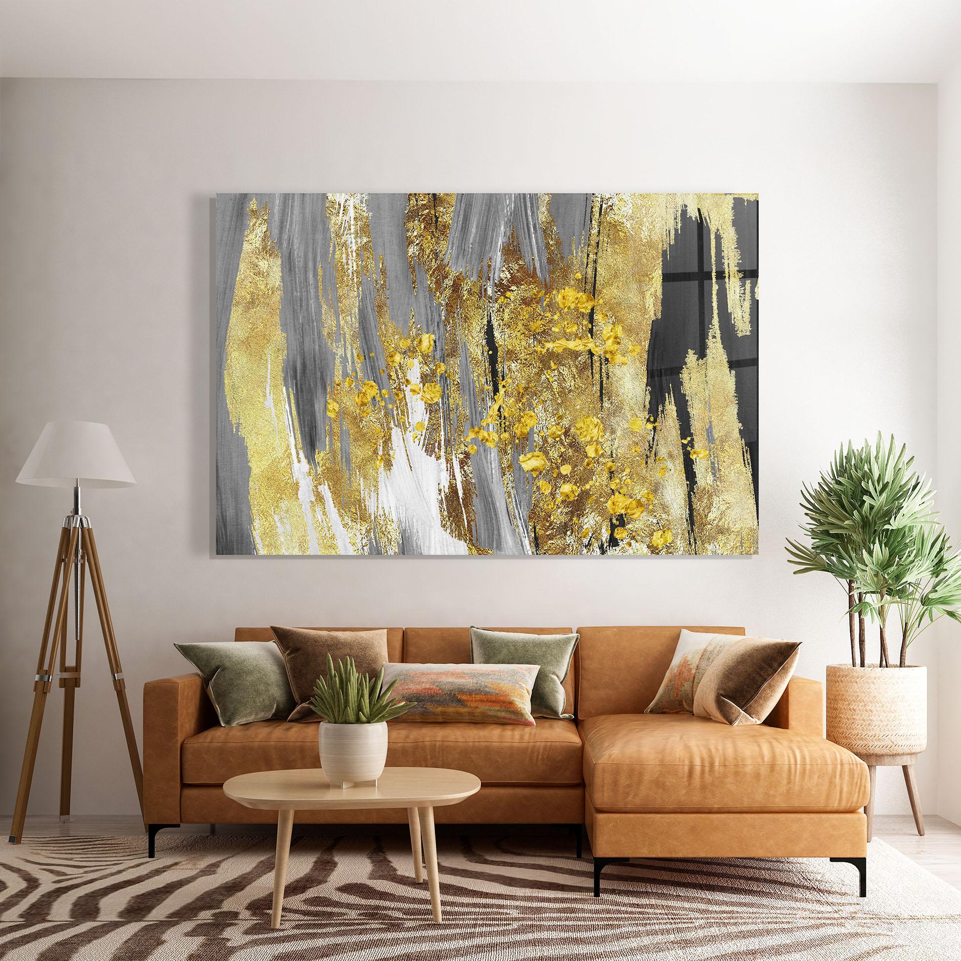 Glasbild Golden Grfey Lines mockup 7