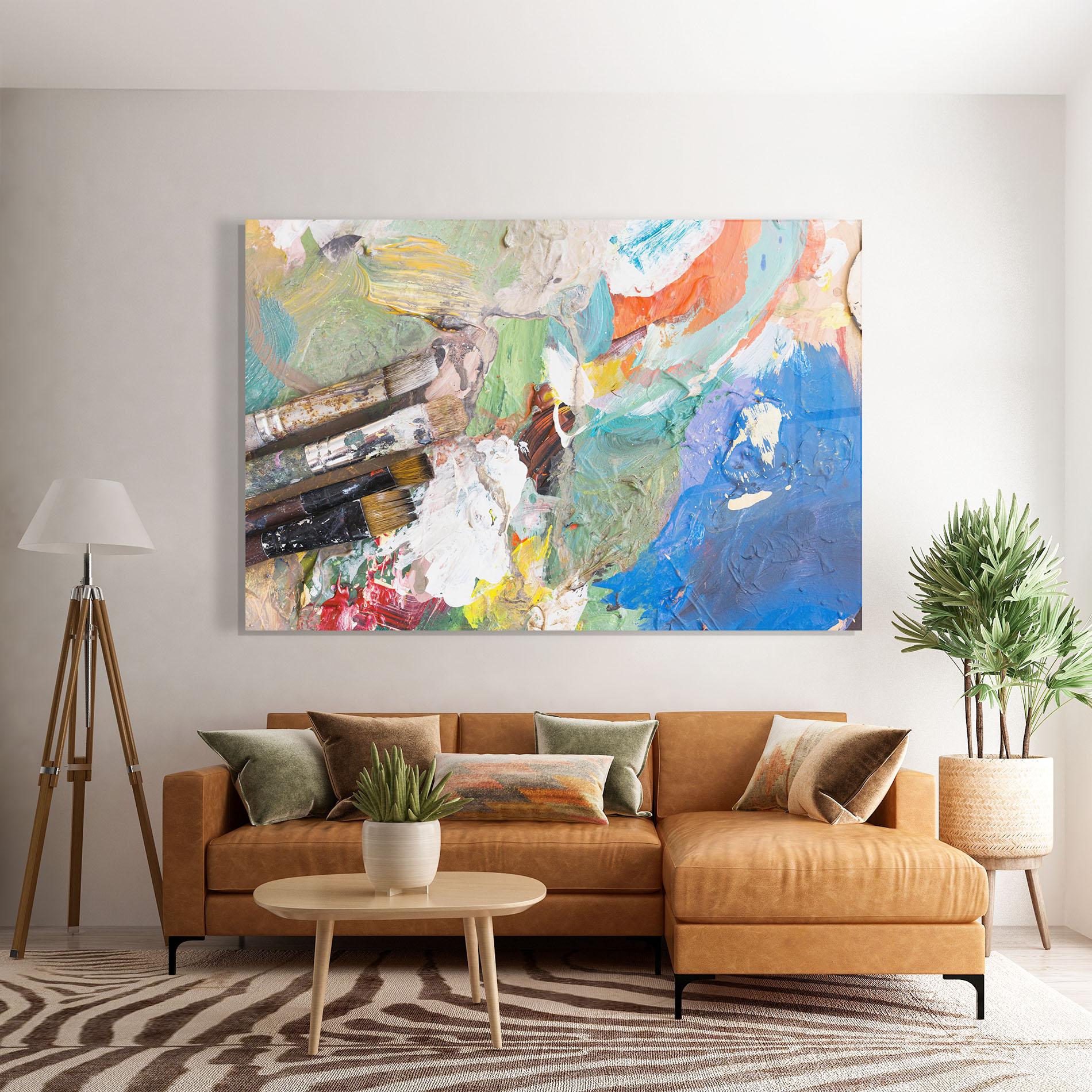 Glasbild Messy Paint Brushes mockup 7