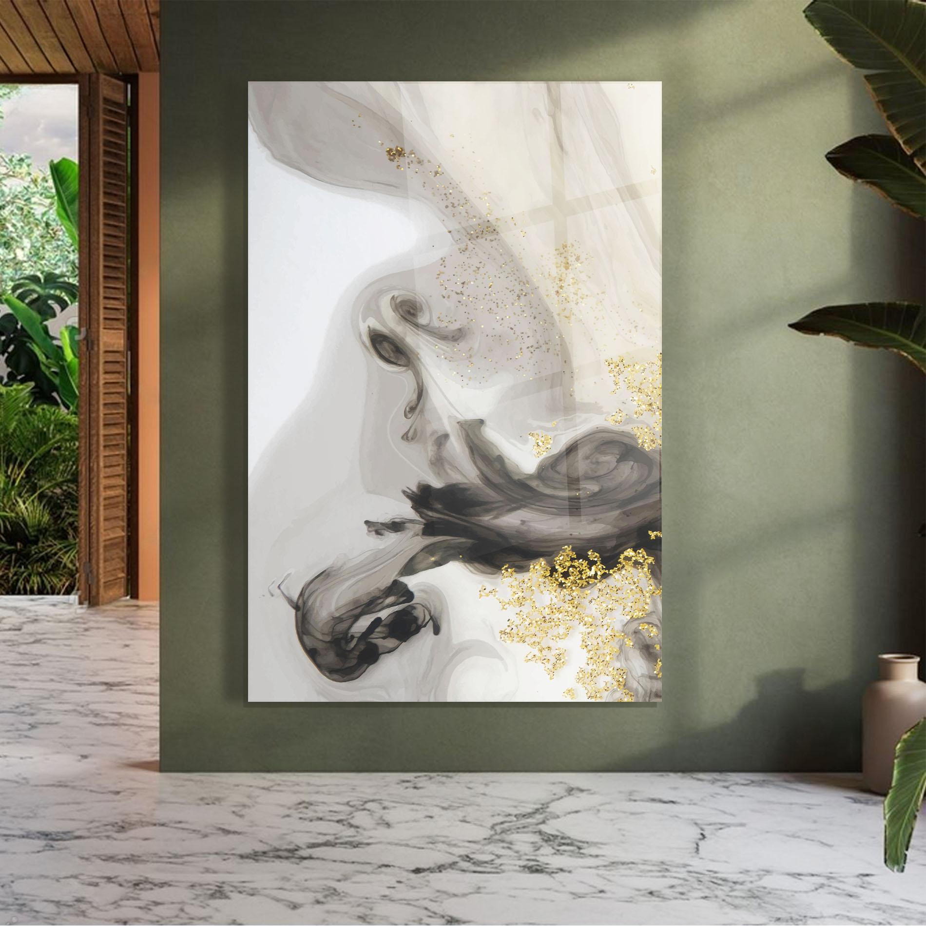 Glasbild Gold Glitter Watercolor mockup 7