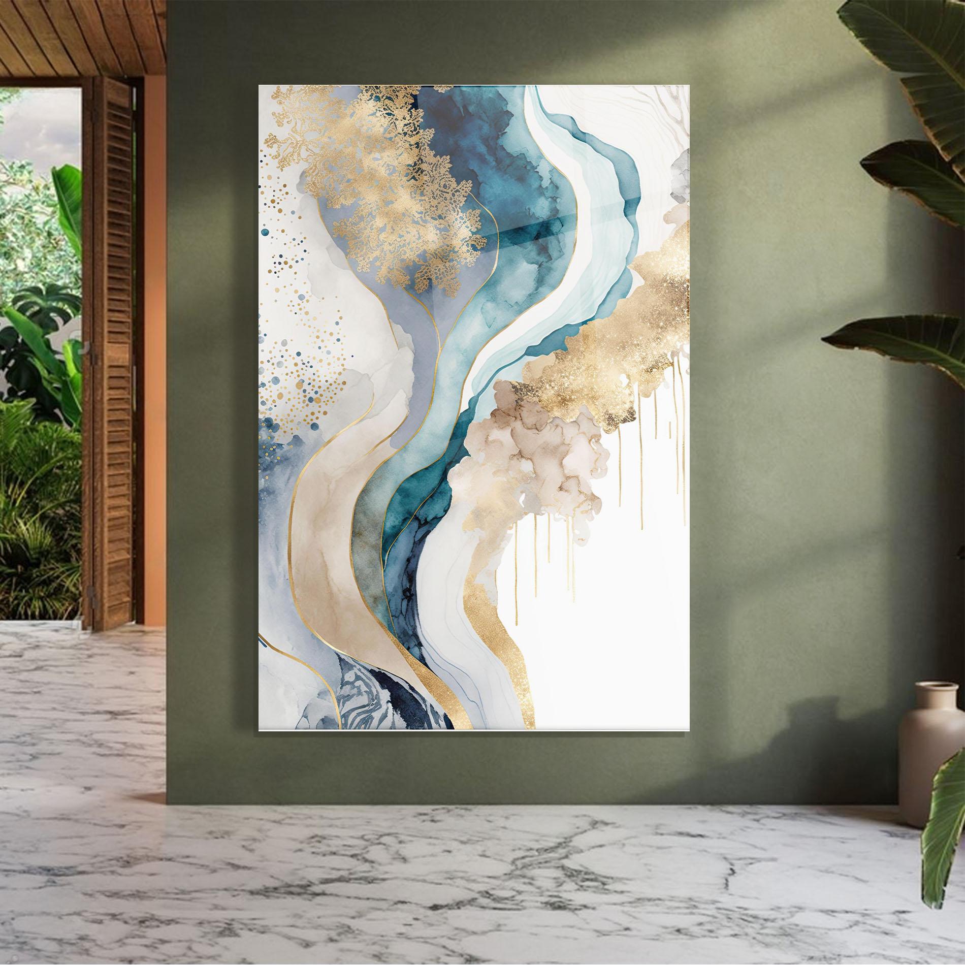 Glasbild Light Blue Waves mockup 7