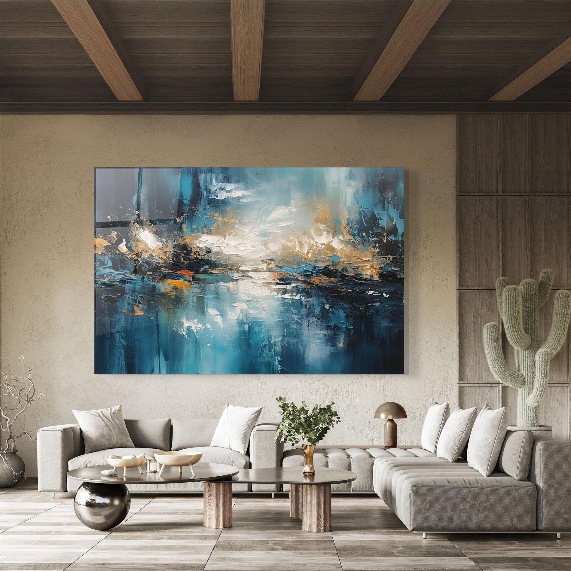 Glasbild Abstract Blue Art mockup 8