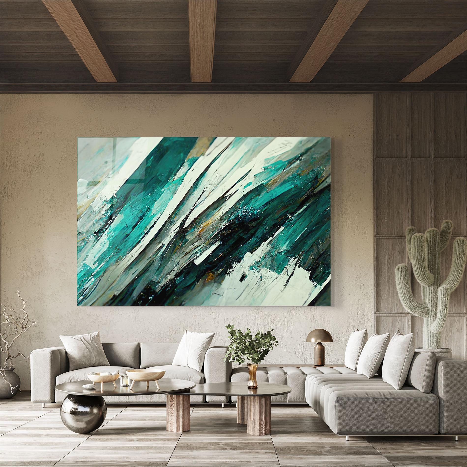 Glasbild Abstract Green Artwork mockup 8