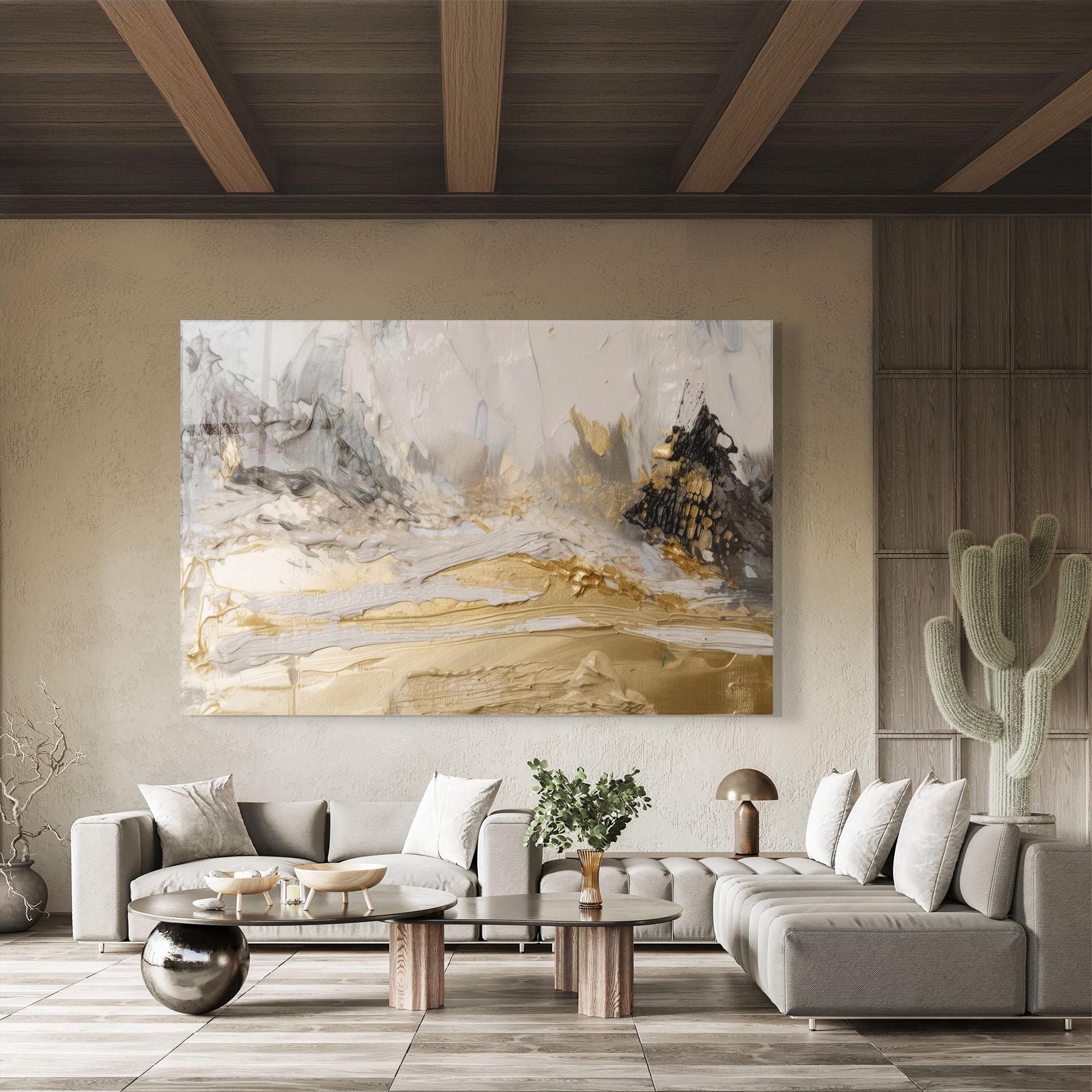 Glasbild Abstract White Waves mockup 8