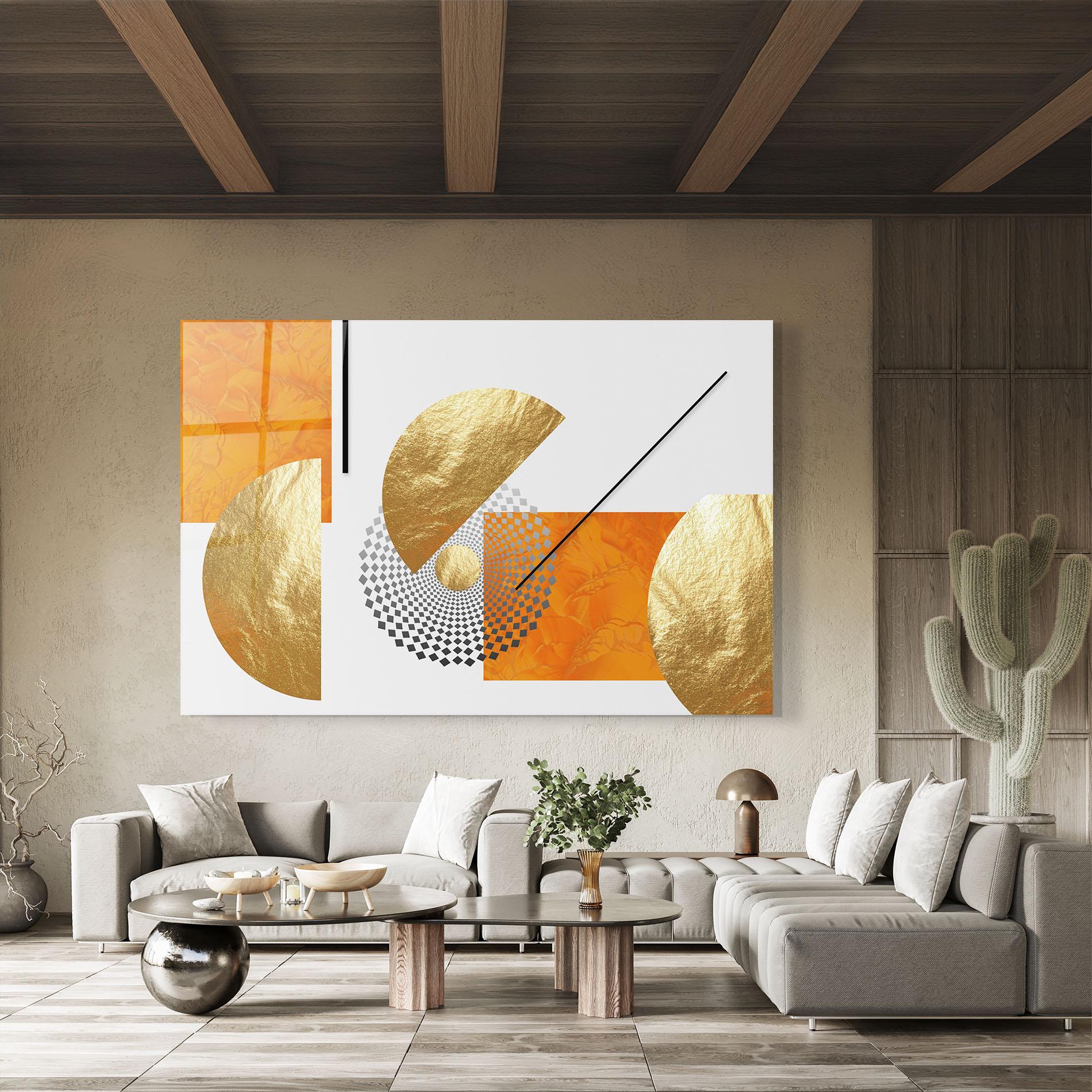 Glasbild Beautiful Gold Shapes mockup 8