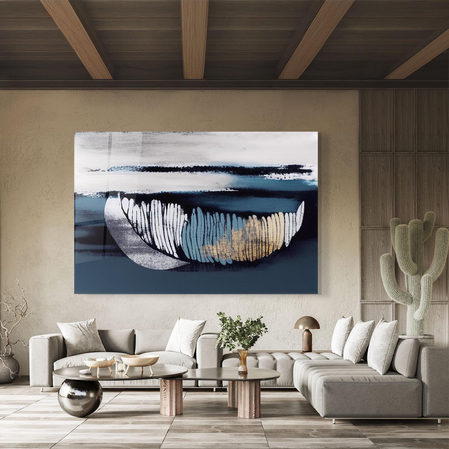 Glasbild Blue Feather mockup 8