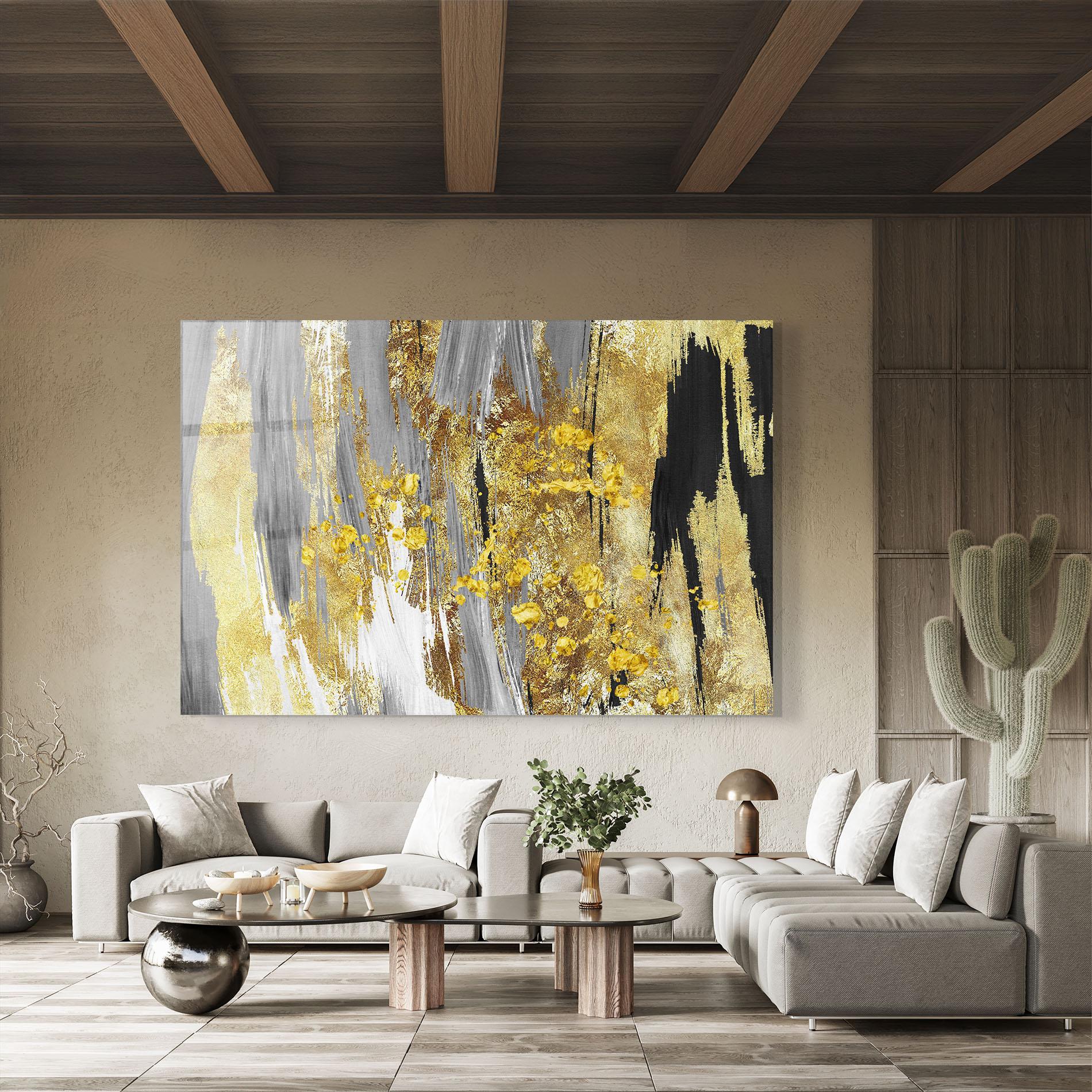 Glasbild Golden Grfey Lines mockup 8