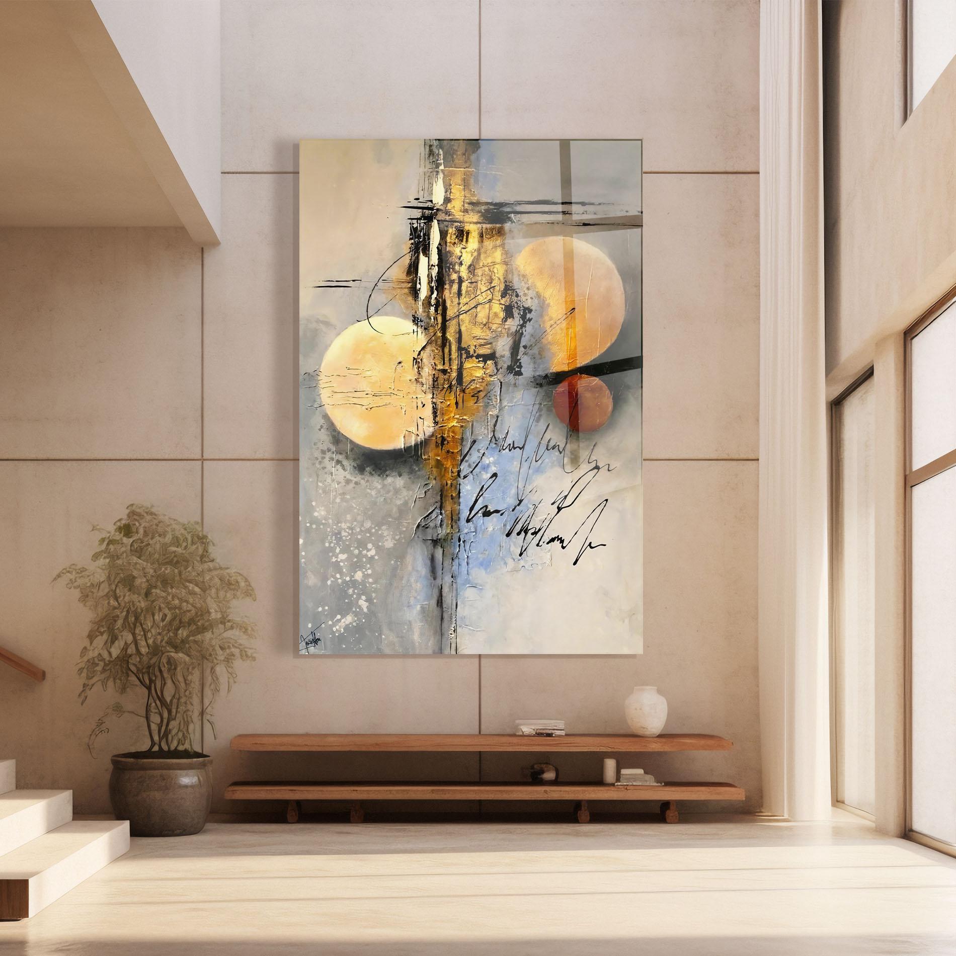 Glasbild Abstract Moons mockup 8