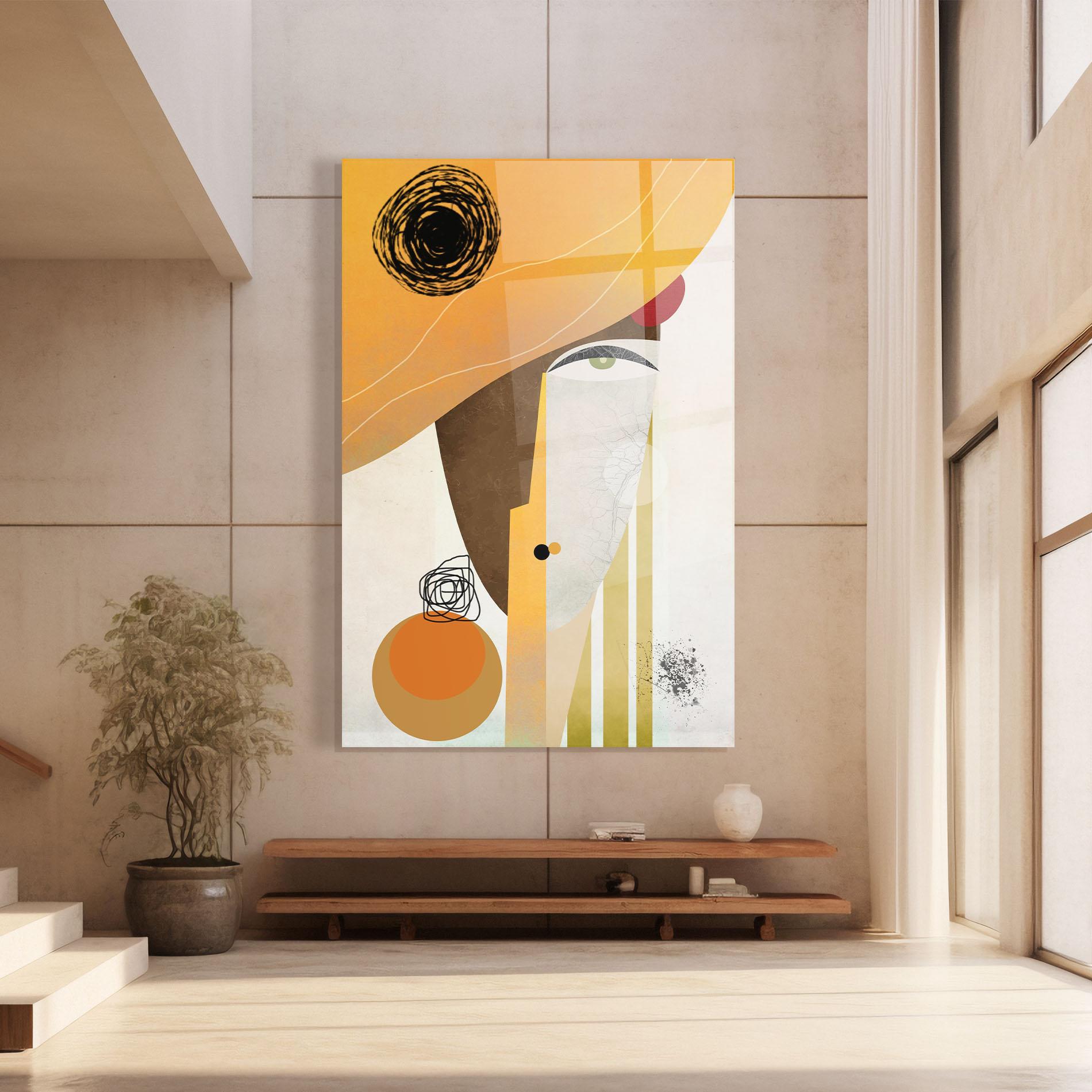 Glasbild Abstract Orange Face mockup 8