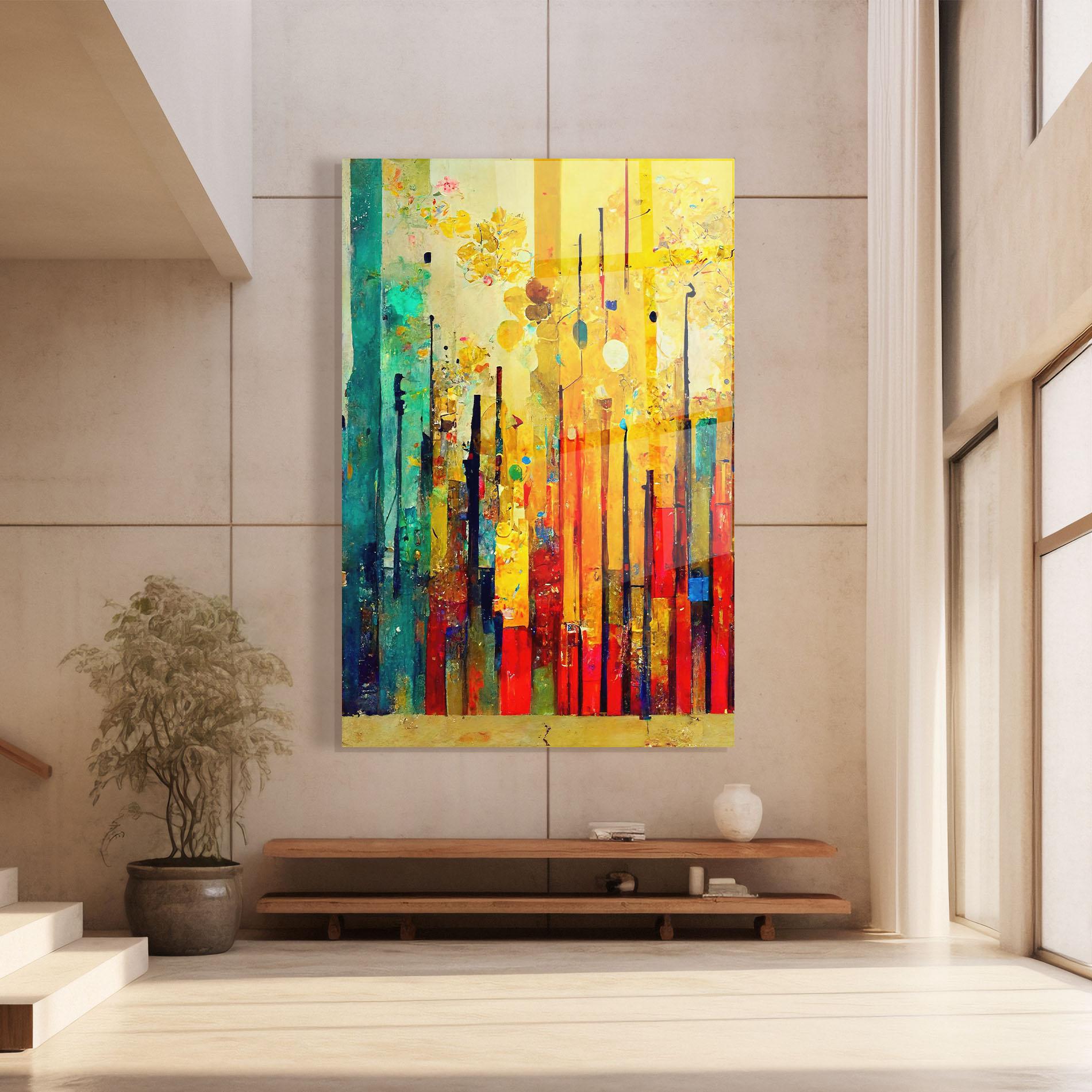 Glasbild Black Lines On Yellow Light mockup 8