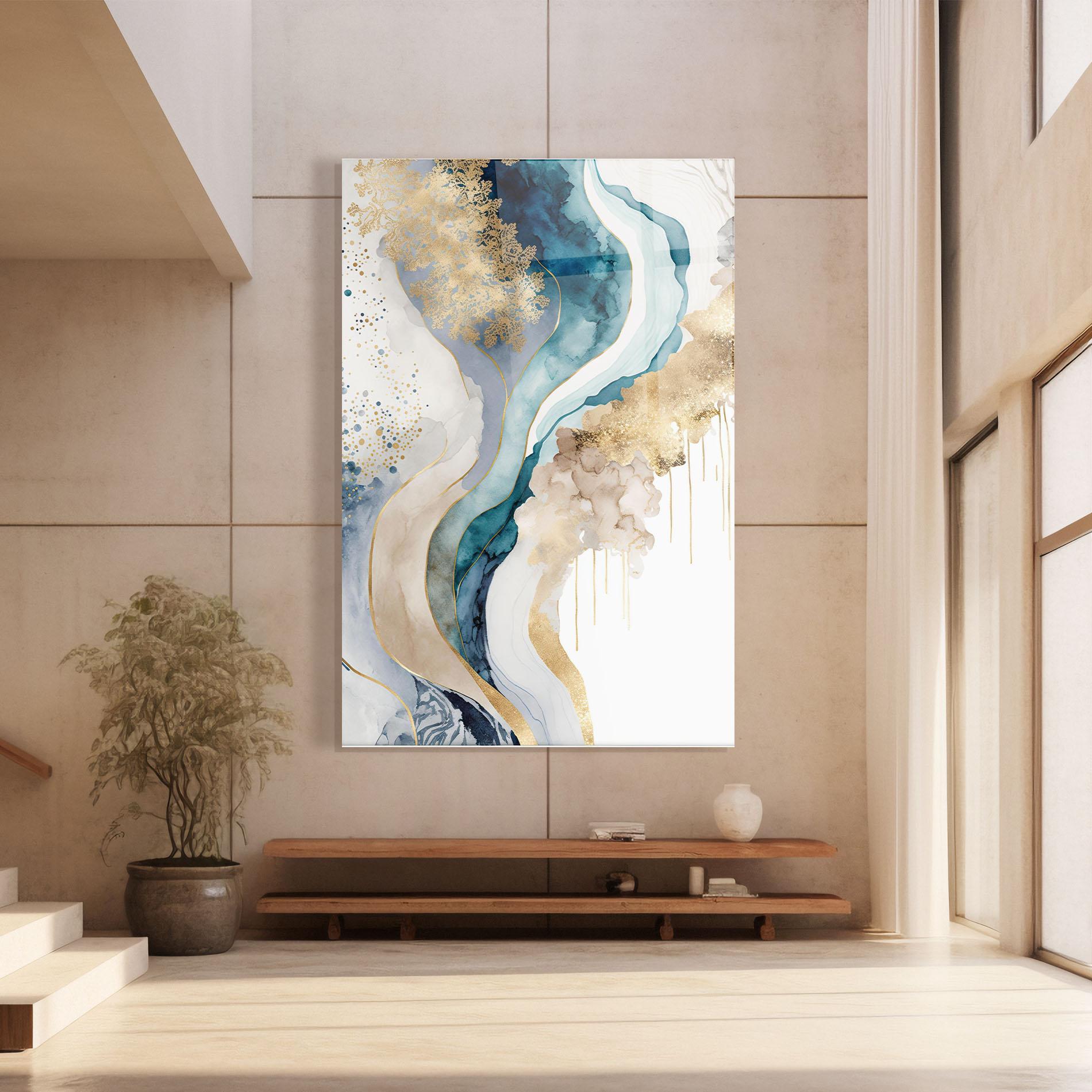 Glasbild Light Blue Waves mockup 8