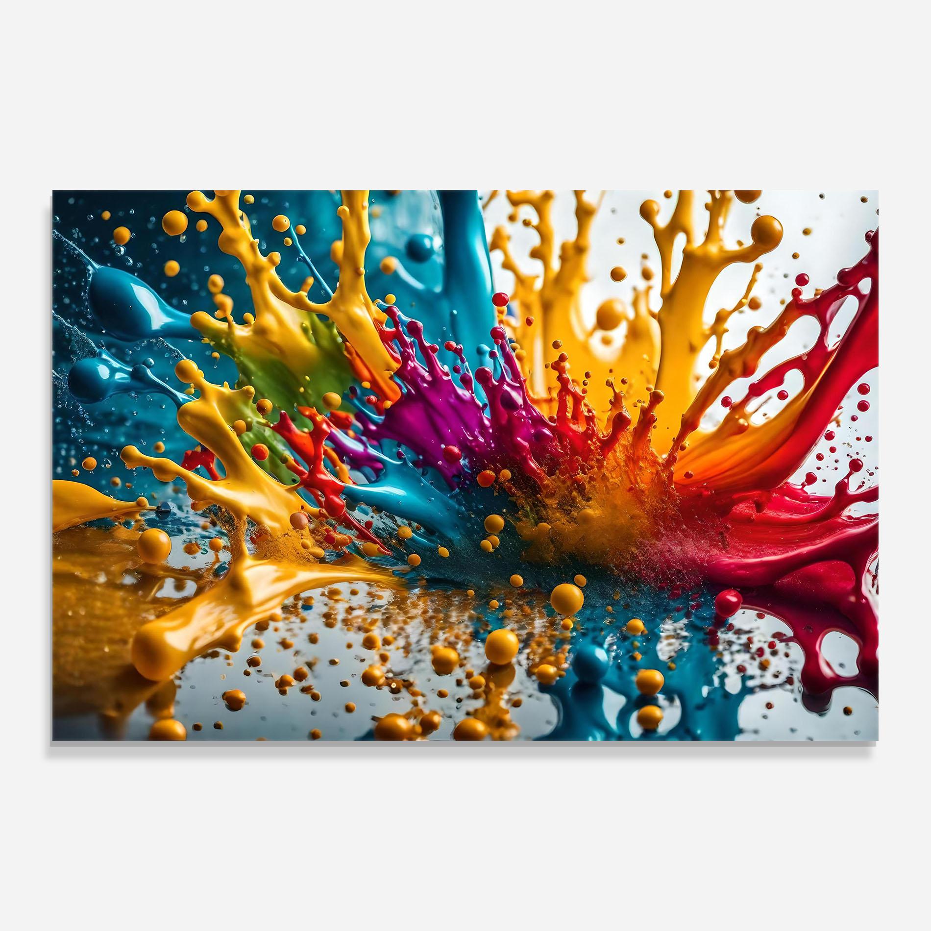 Glasbild Colorful Water Splash mockup 0