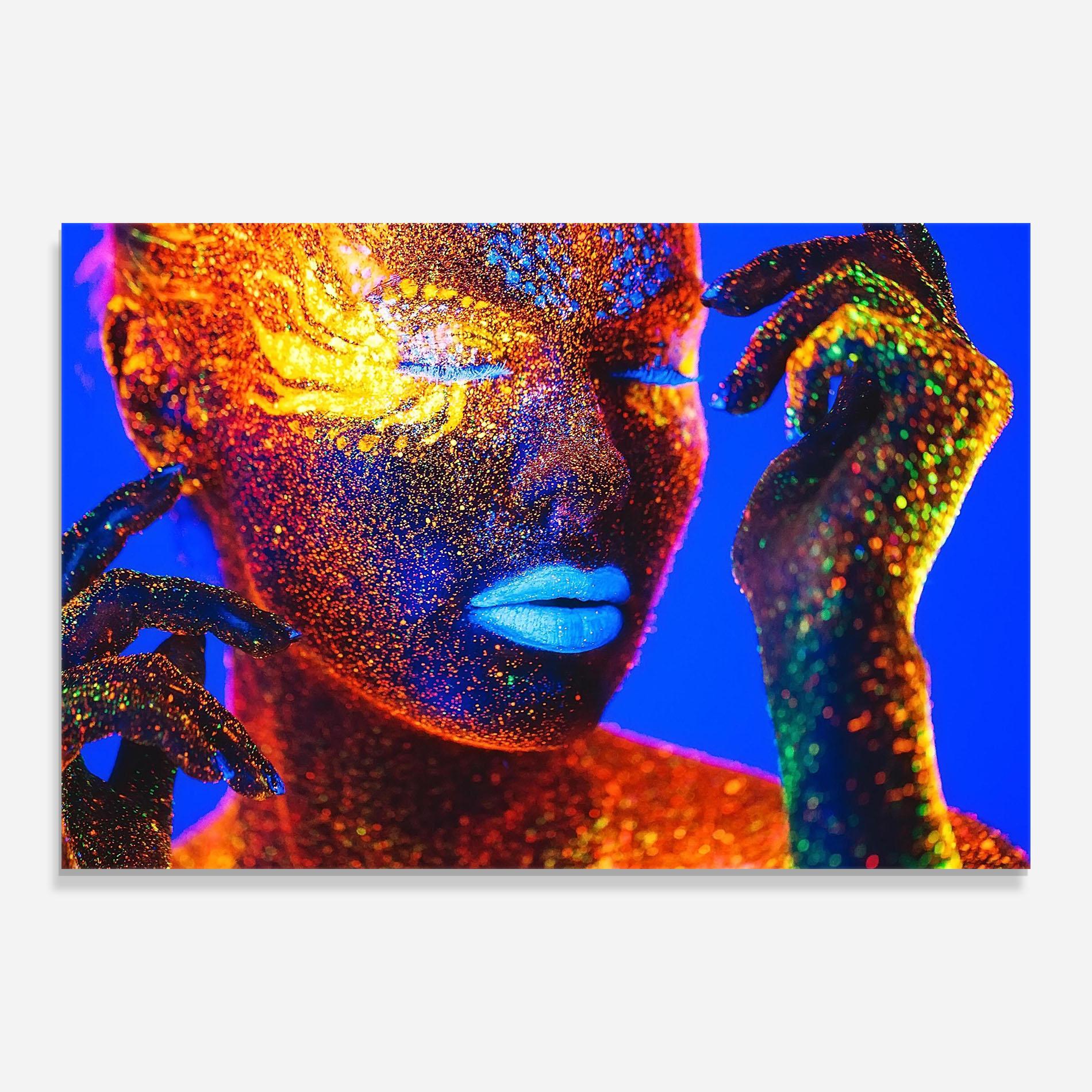 Glasbild Fluorescent Blue Lips mockup 0