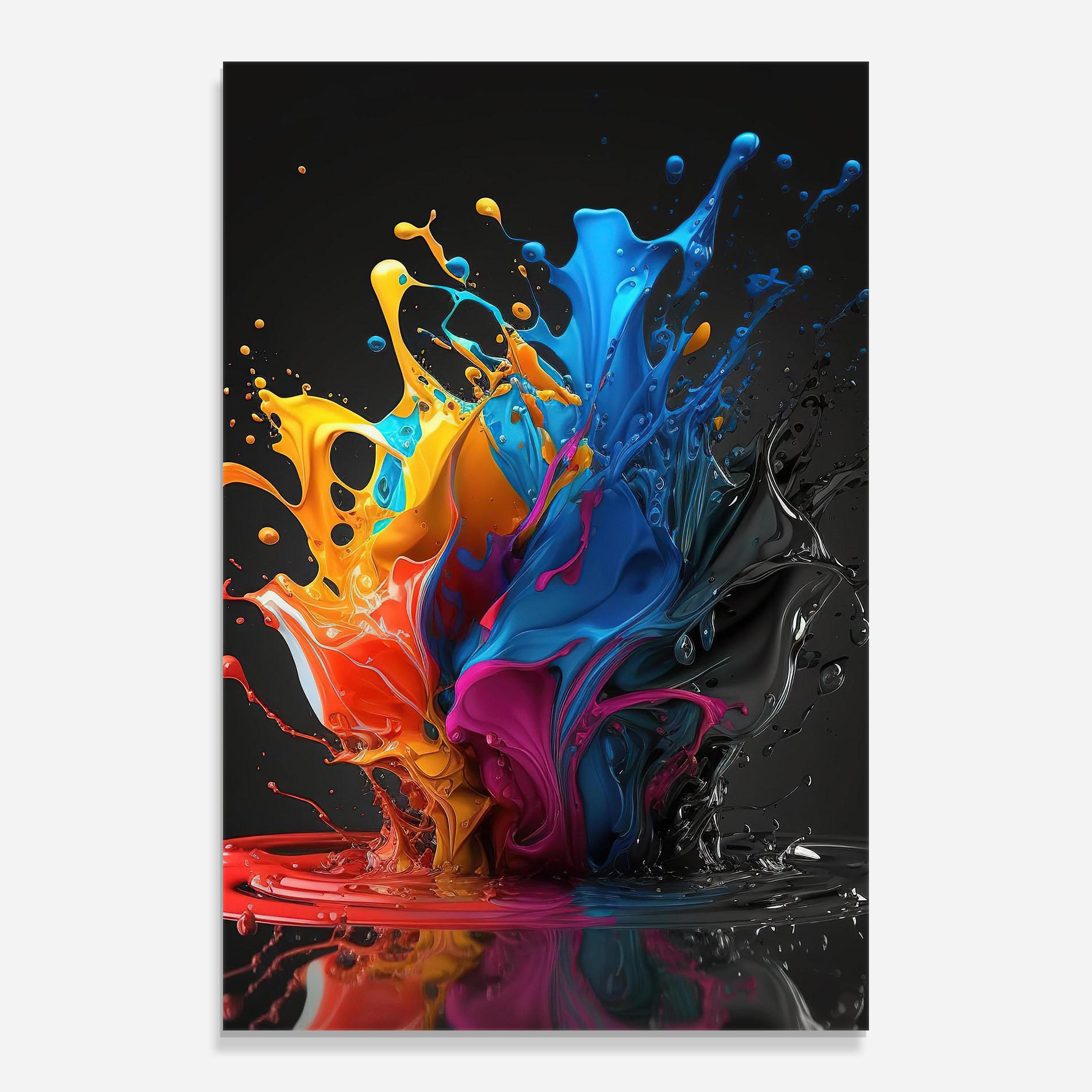 Glasbild Black Blue Splash mockup 0